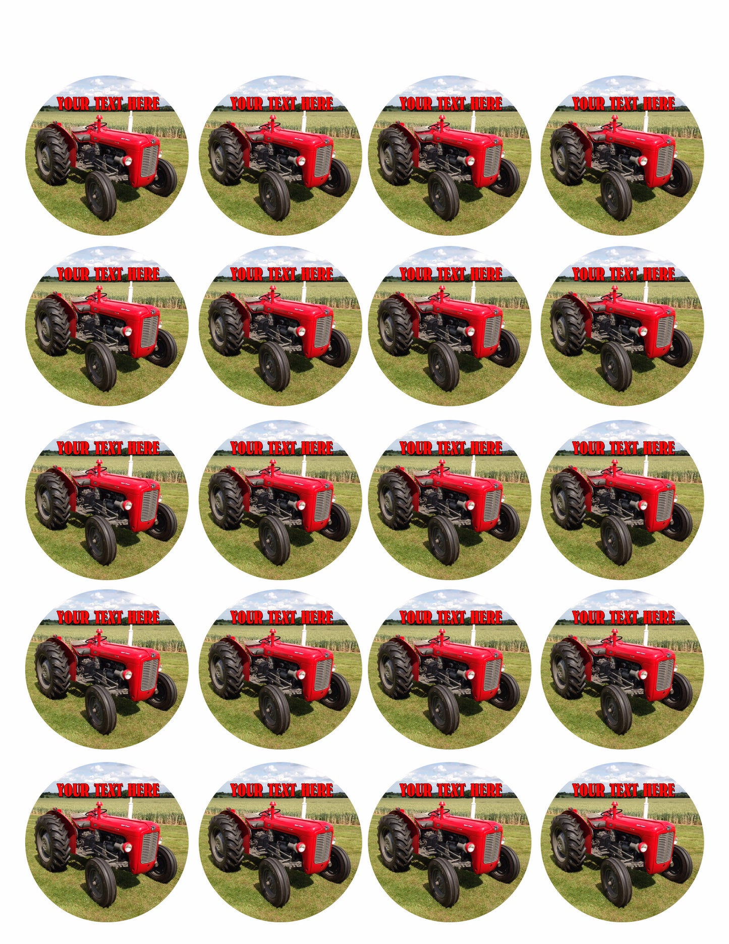 Tractor 1964 Multi Power British Massey Ferguson MF35X - Edible Cake Topper, Cupcake Toppers, Strips