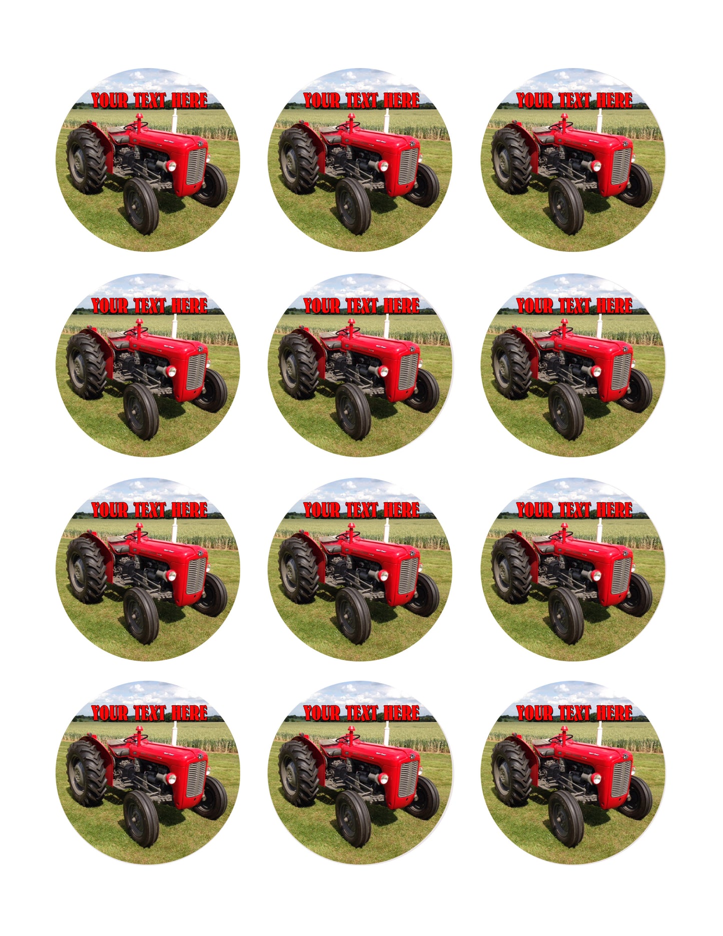 Tractor 1964 Multi Power British Massey Ferguson MF35X - Edible Cake Topper, Cupcake Toppers, Strips