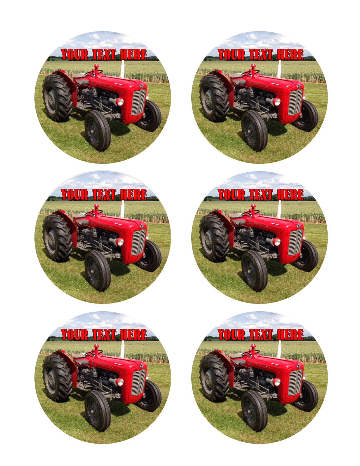 Tractor 1964 Multi Power British Massey Ferguson MF35X - Edible Cake Topper, Cupcake Toppers, Strips