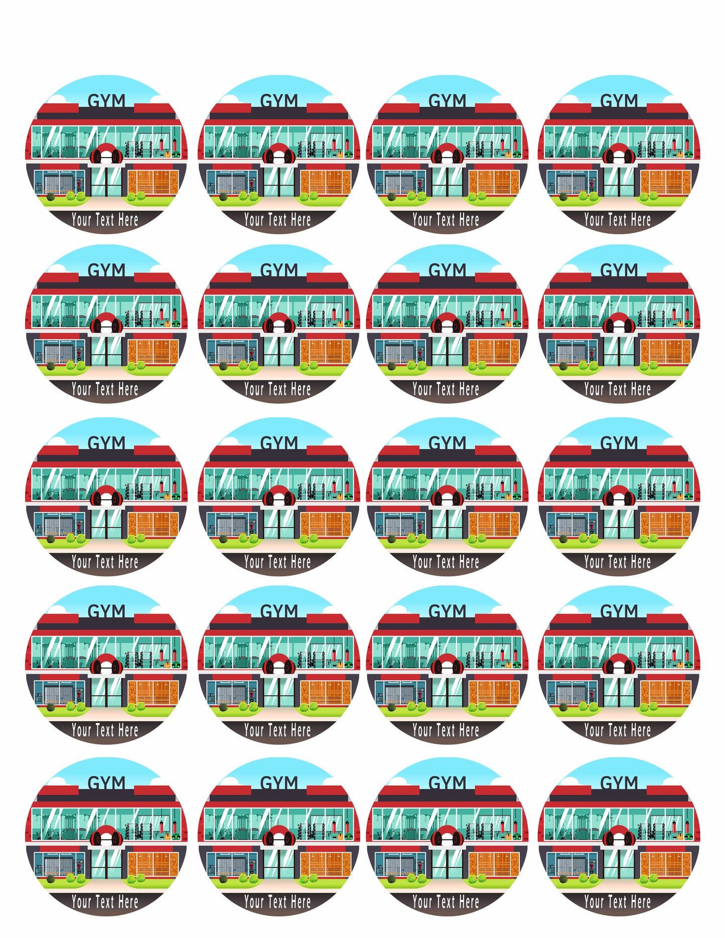 Fitness Center Gym - Edible Cake Topper, Cupcake Toppers, Strips
