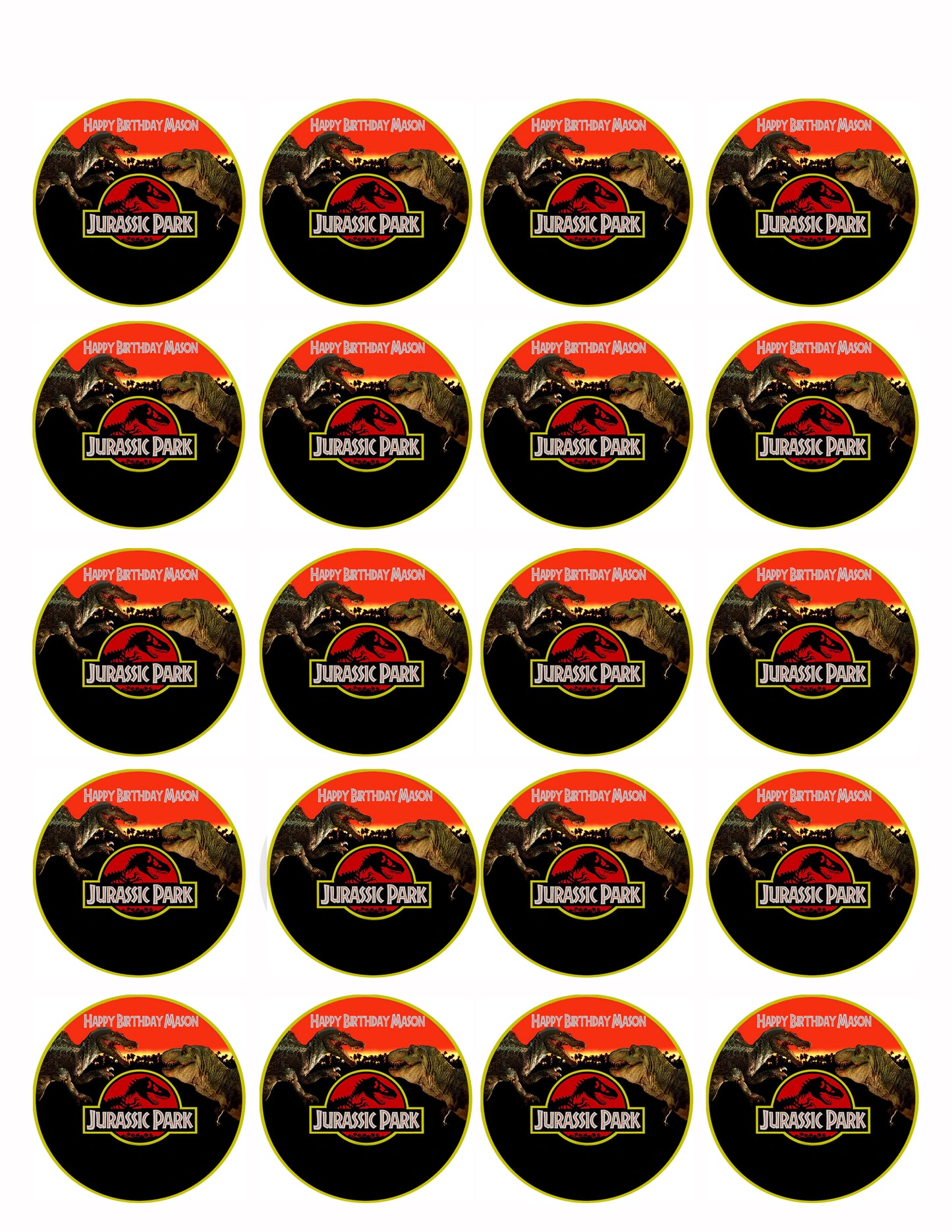 Jurassic Park - Edible Cake Topper OR Cupcake Topper, Decor