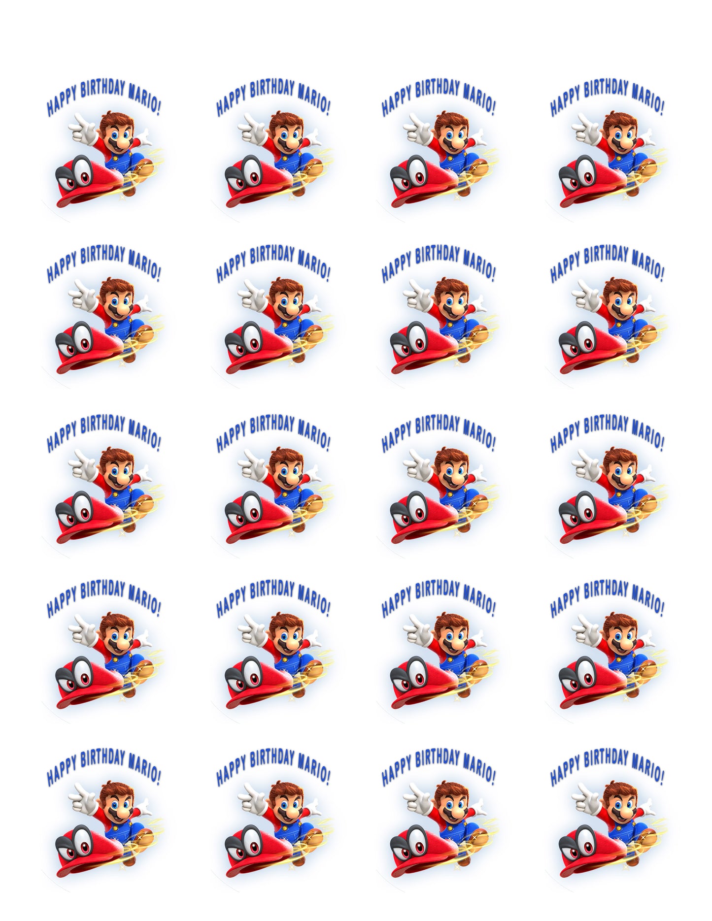 Mario - Edible Cake Topper or Cupcake Toppers, Strips