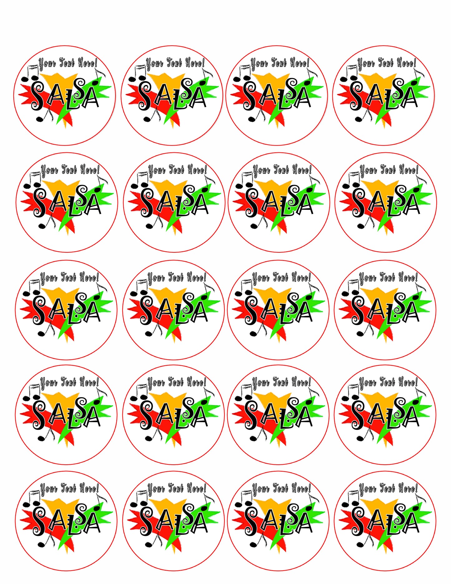 Salsa - Edible Cake Topper, Cupcake Toppers, Strips