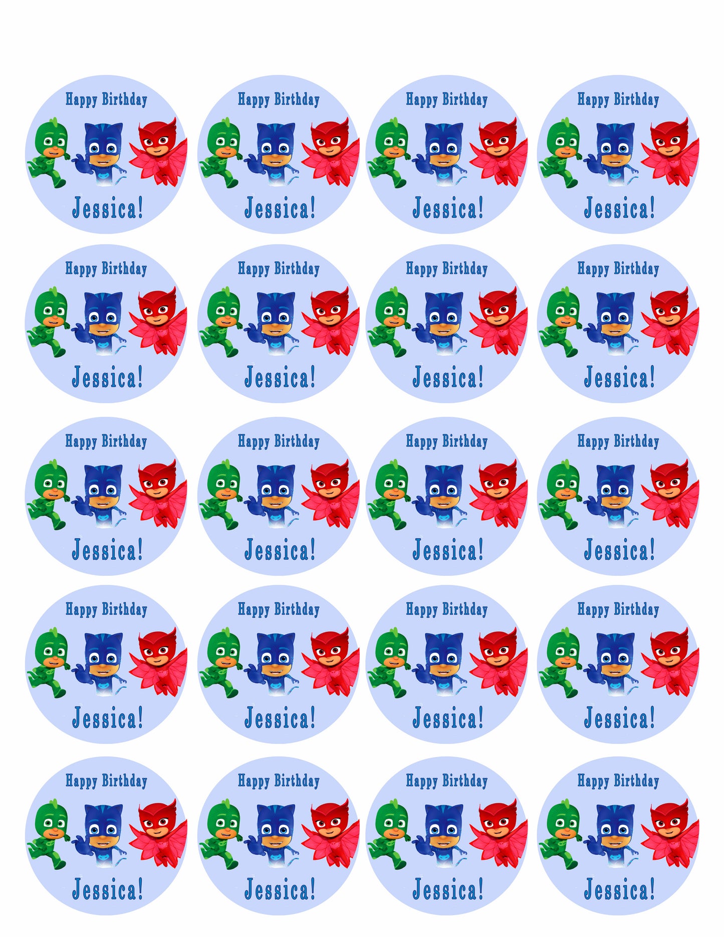 PJ MASKS (Nr3) - Edible Cake Topper OR Cupcake Topper, Decor