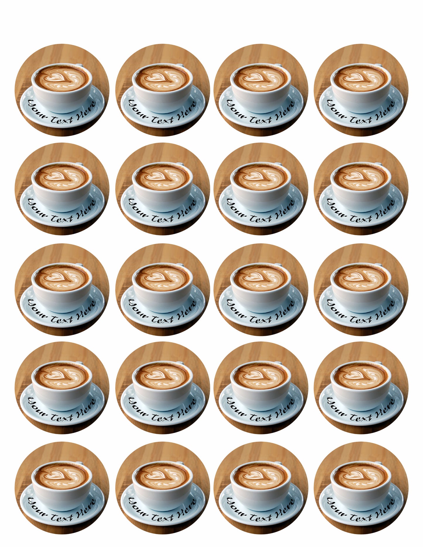 Heart Latte Art - Edible Cake Topper, Cupcake Toppers, Strips