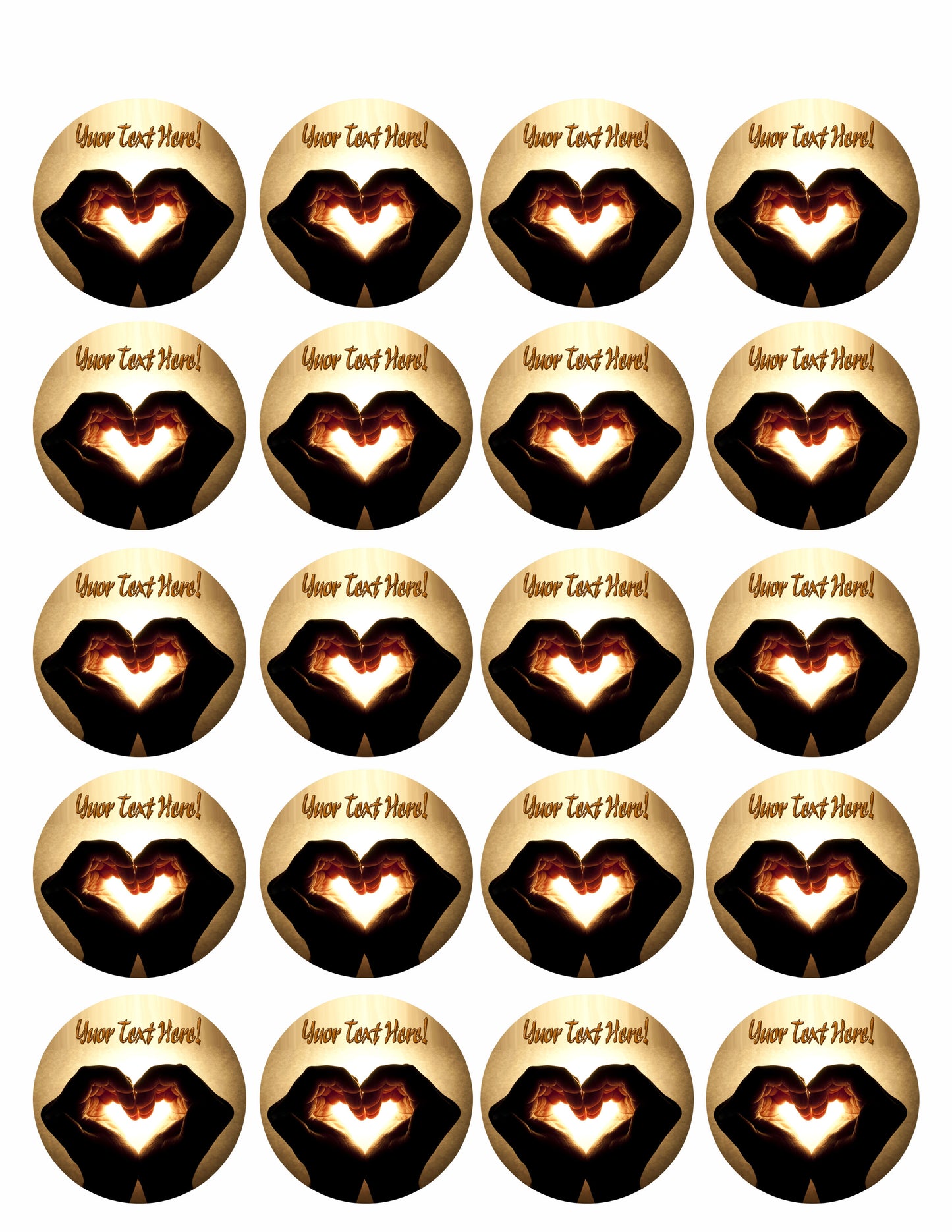 Hands with heart image - Edible Cake Topper, Cupcake Toppers, Strips