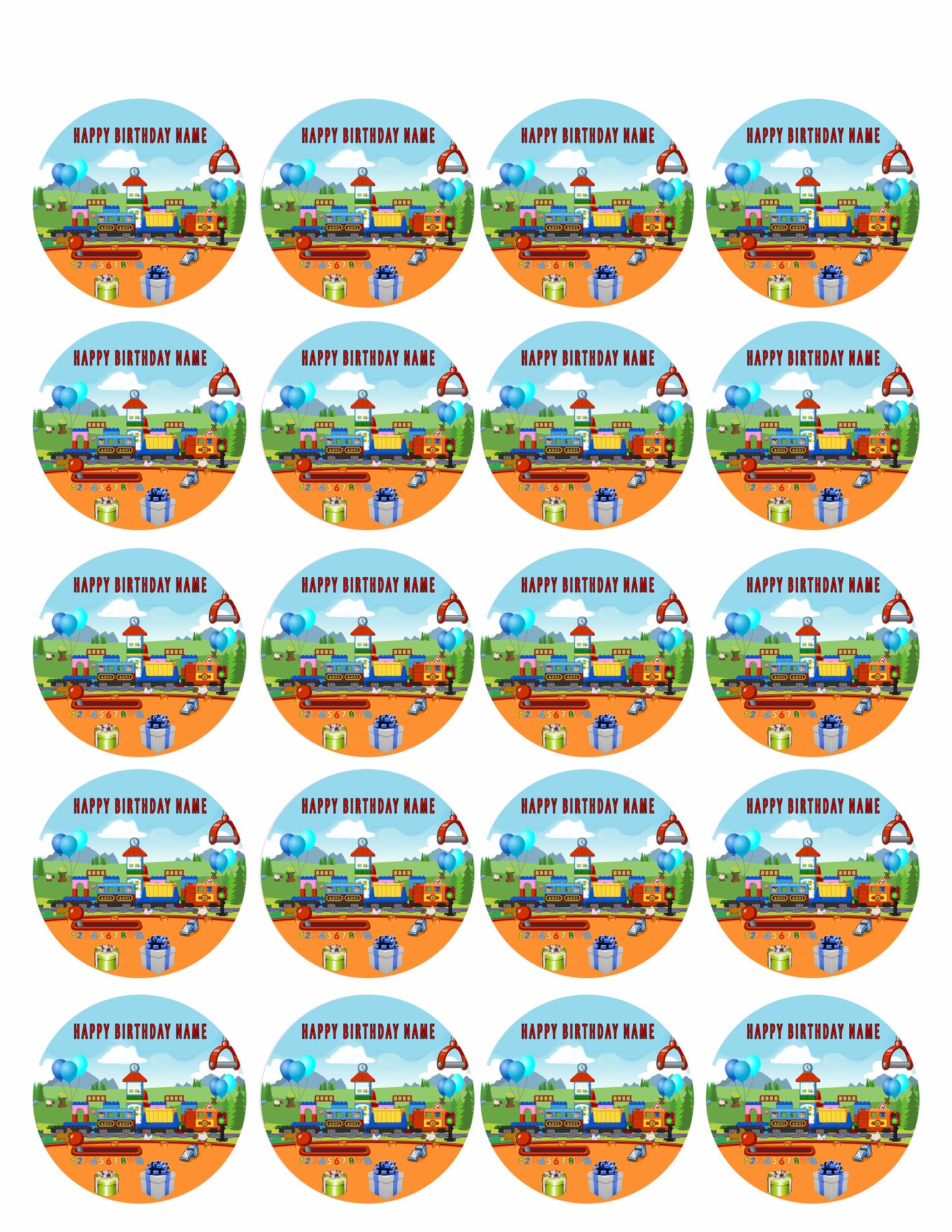 TRAIN For Children - Edible Cake Topper OR Cupcake Topper, Decor