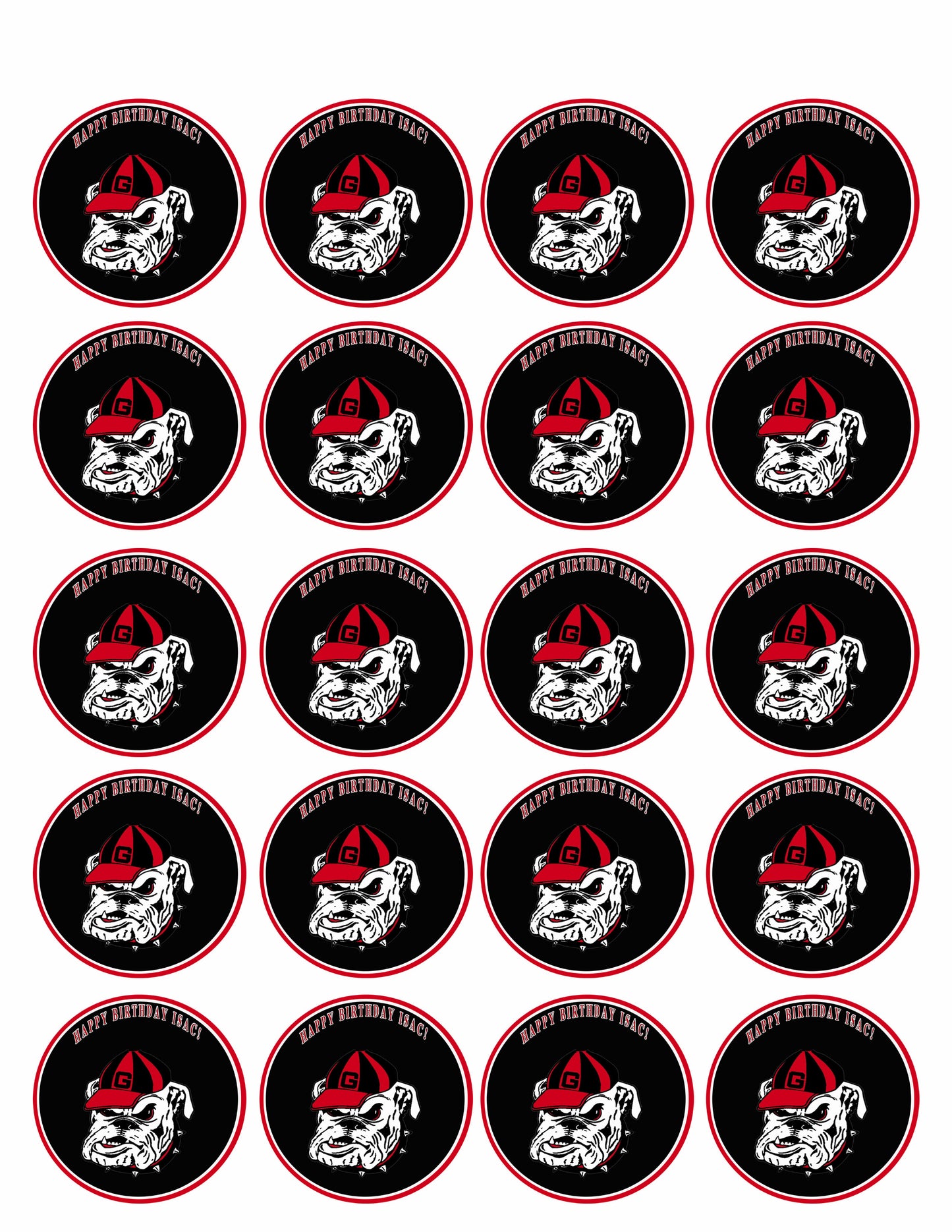 Georgia Bulldogs - Edible Cake Topper OR Cupcake Topper, Decor
