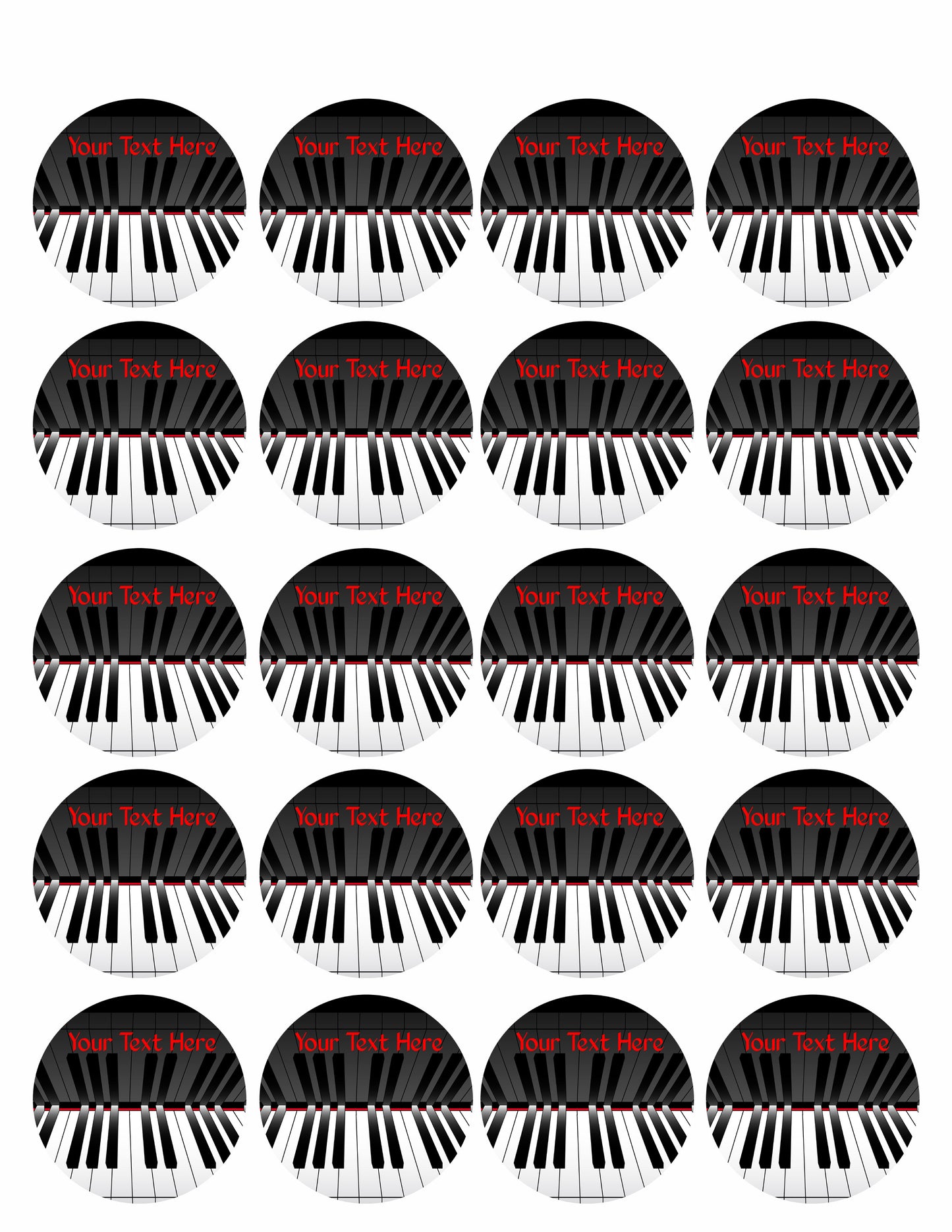 Piano keys (Nr2) - Edible Cake Topper OR Cupcake Topper, Decor
