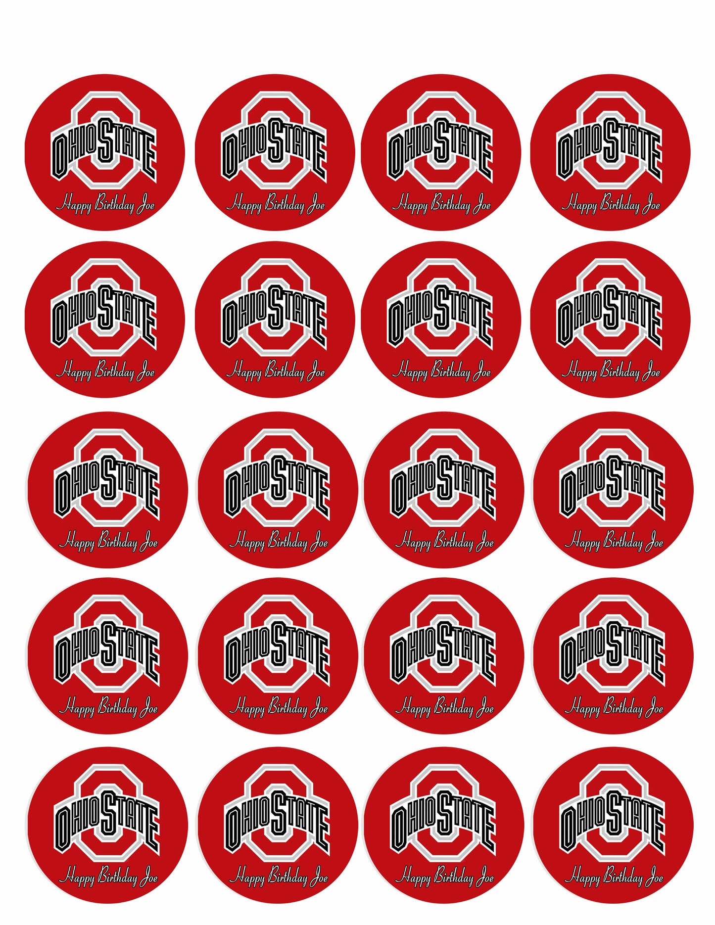 Ohio State Buckeyes - Edible Cake Topper OR Cupcake Topper, Decor