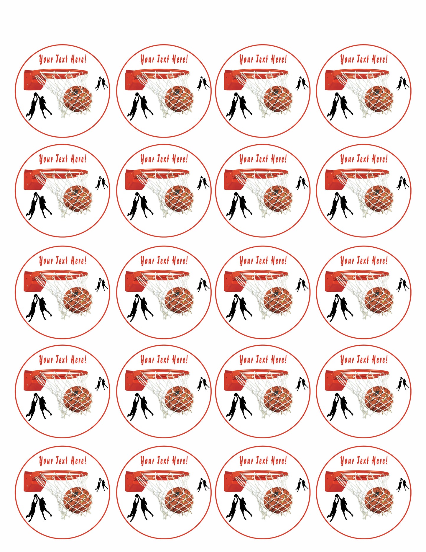 Basketball - Edible Cake Topper, Cupcake Toppers, Strips