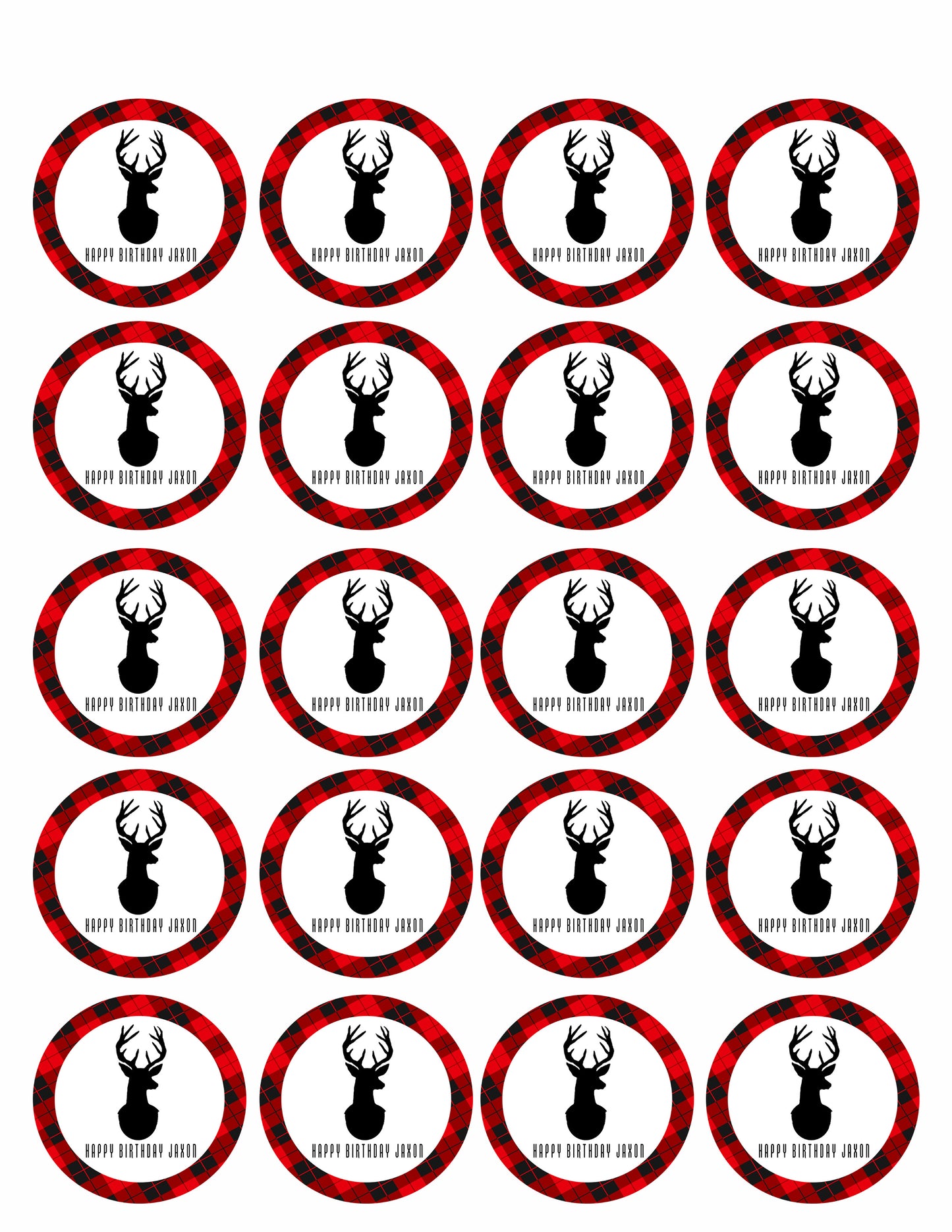 Deer Head - Edible Cake Topper, Cupcake Toppers, Strips