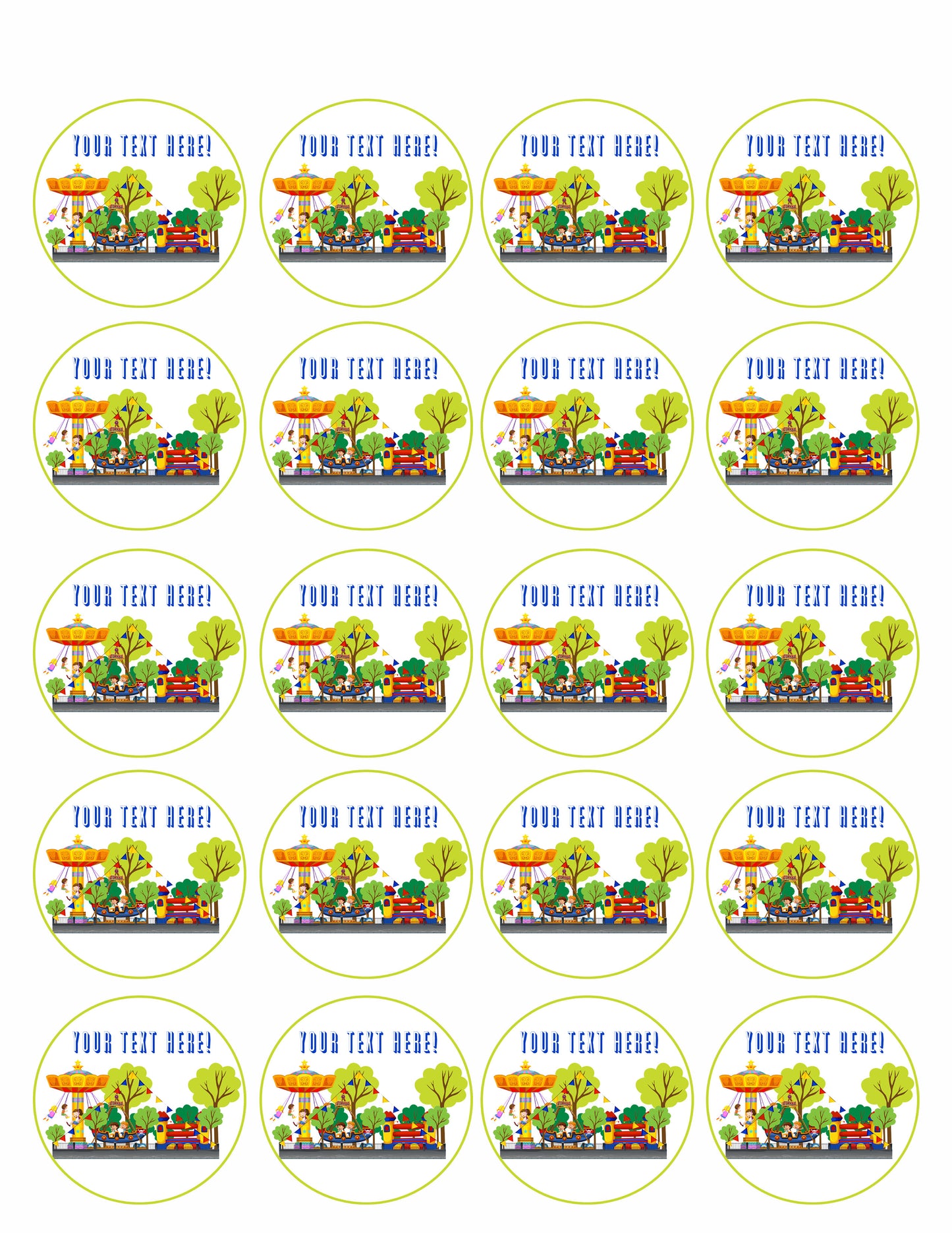 Kids Carnival - Edible Cake Topper, Cupcake Toppers, Strips