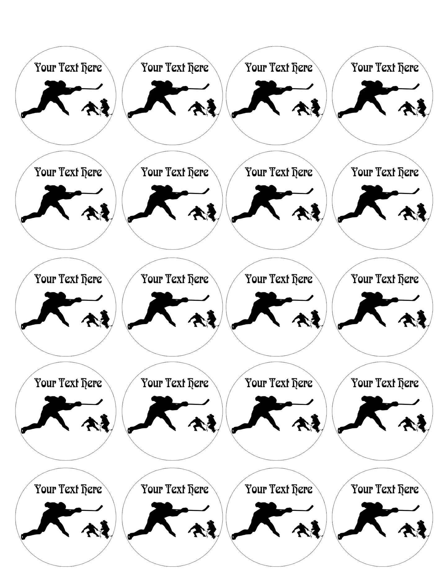 Hockey Players - Edible Cake Topper, Cupcake Toppers, Strips