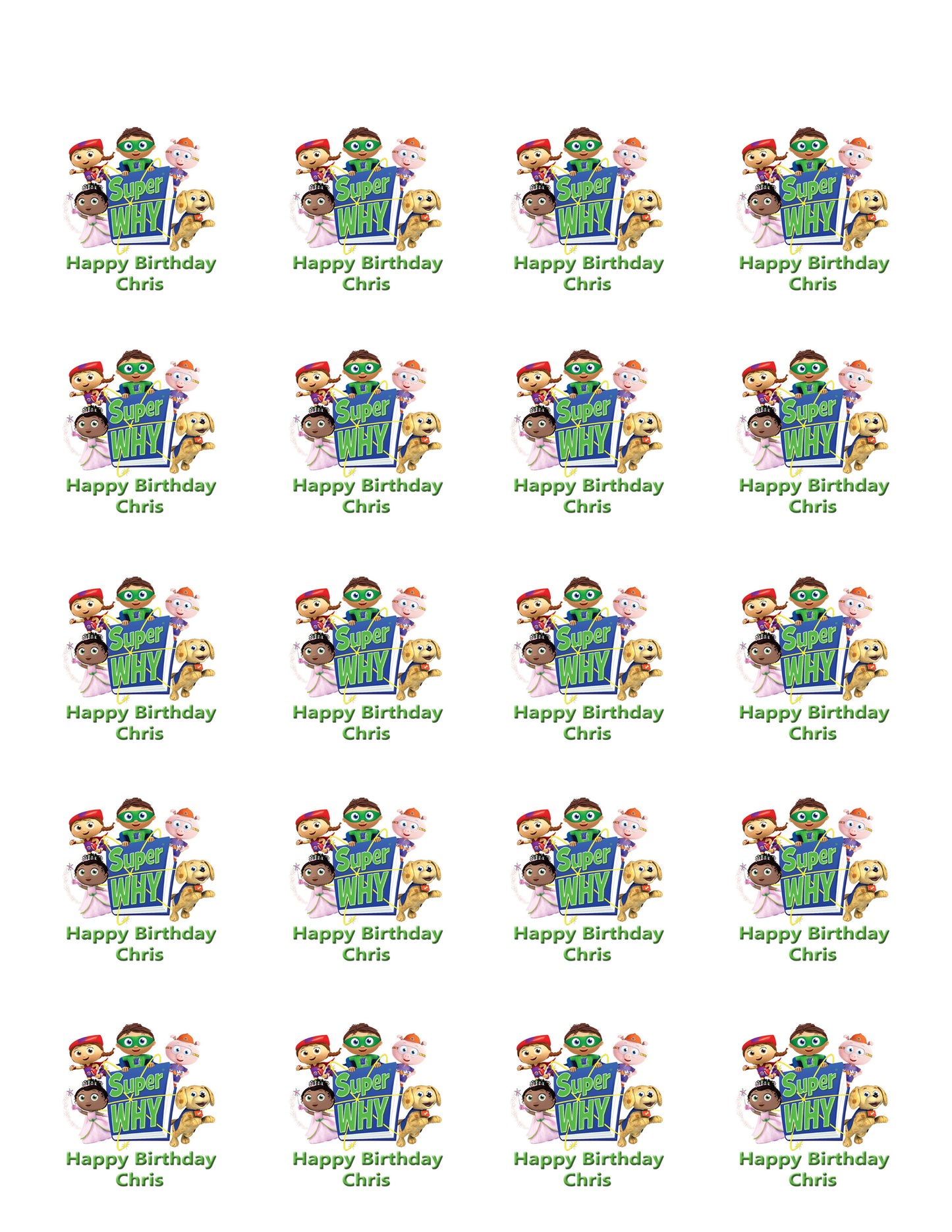 SUPER WHY (Nr4) - Edible Cake Topper OR Cupcake Topper, Decor