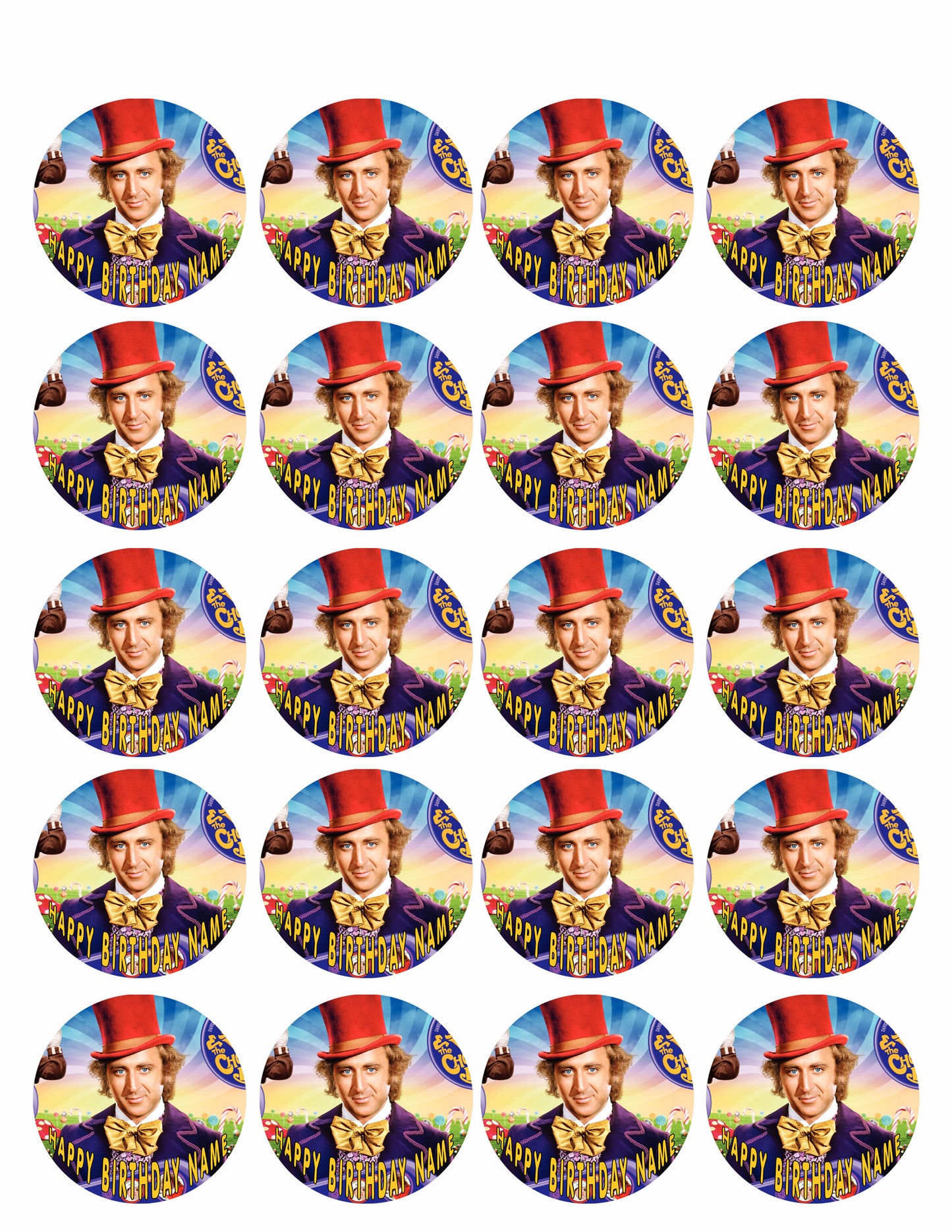 Willy Wonka - Edible Cake Topper OR Cupcake Topper, Decor