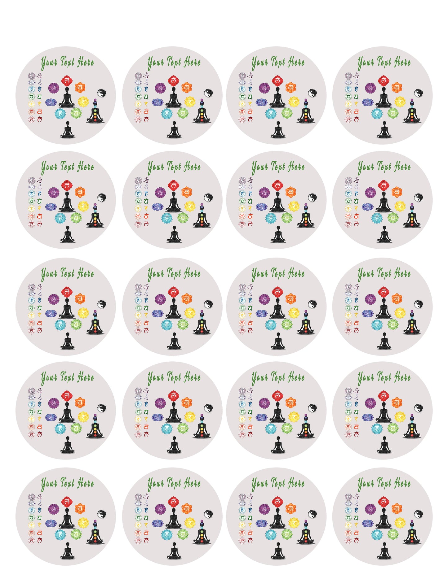 Chakra - Edible Cake Topper, Cupcake Toppers, Strips