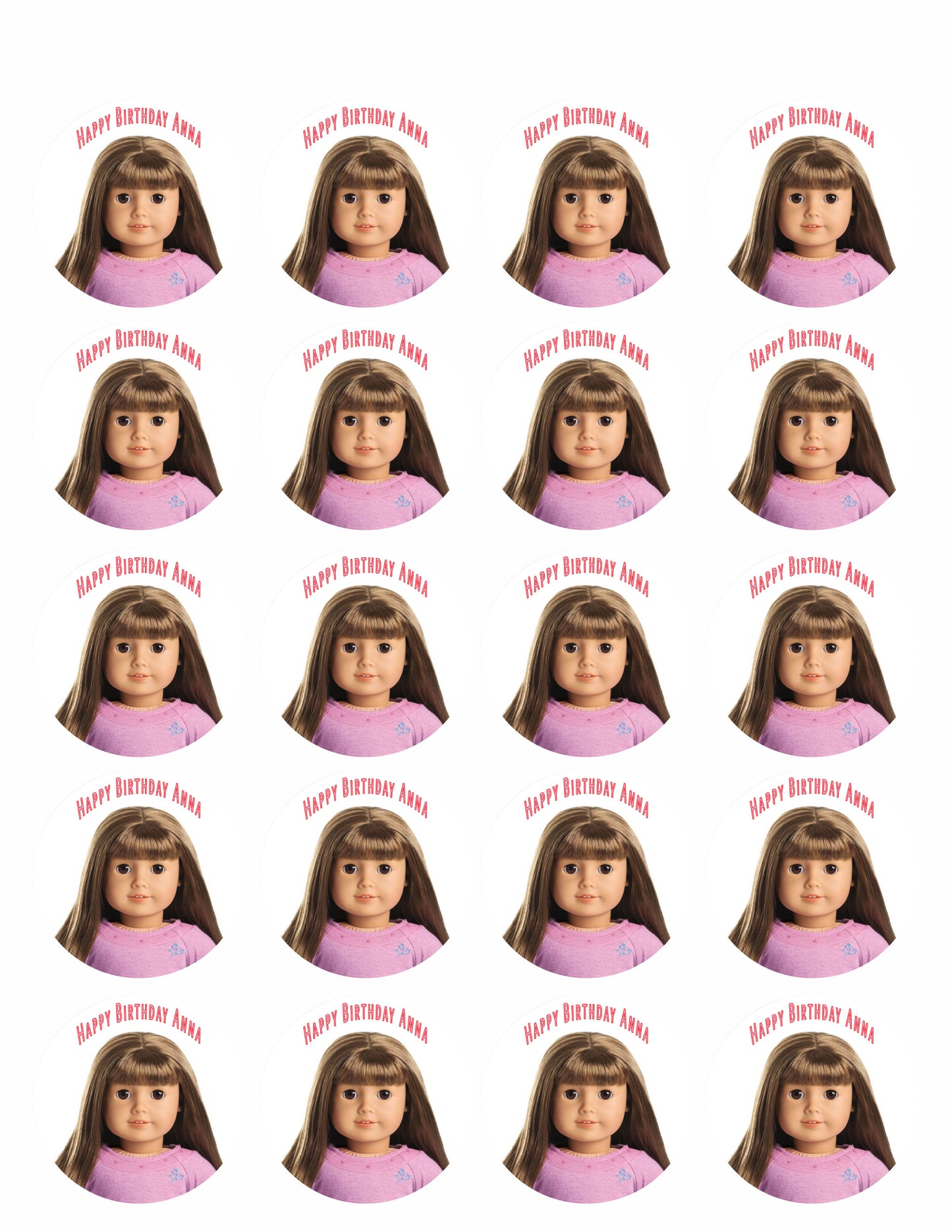 American Girl (Nr3) - Edible Cake Topper, Cupcake Toppers, Strips