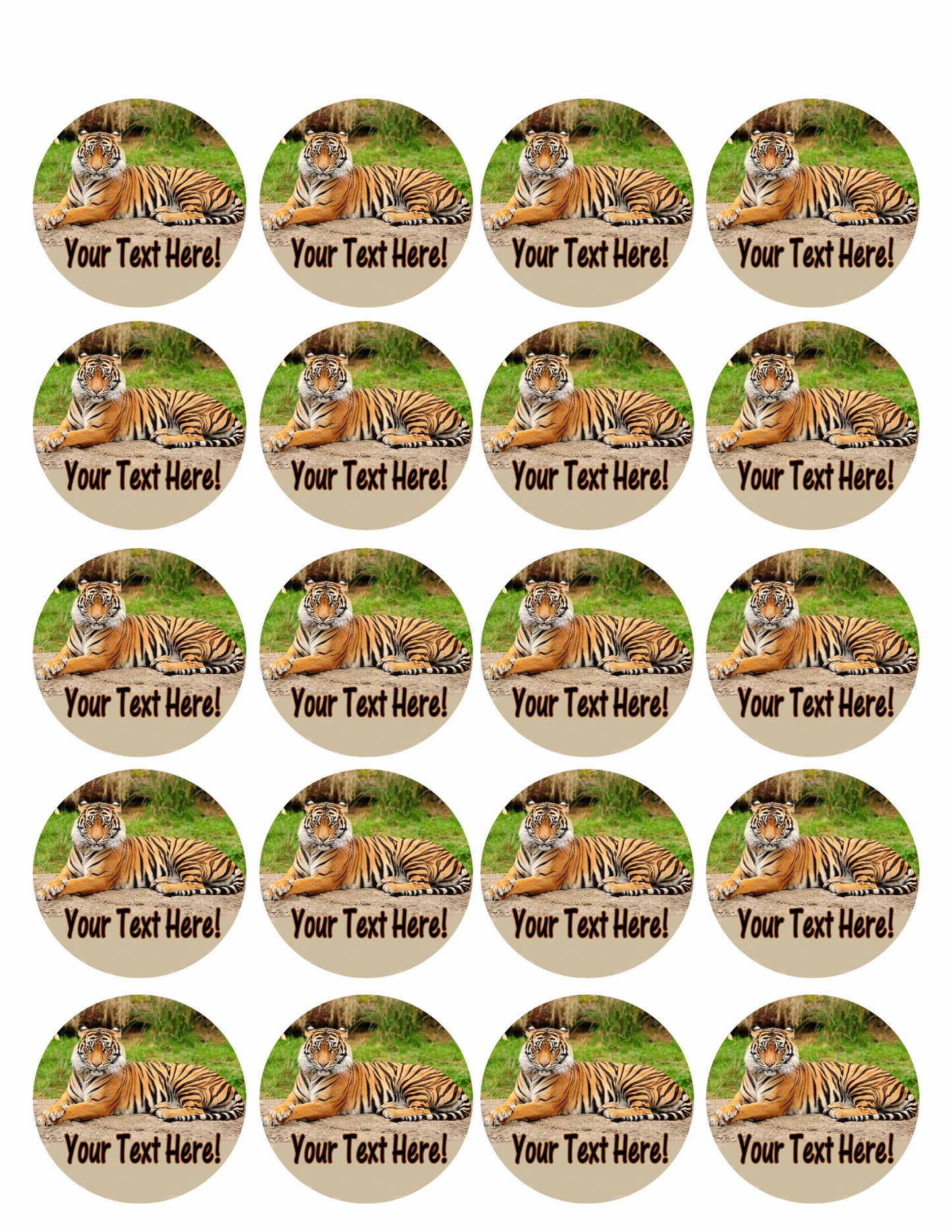 Tiger portrait - Edible Cake Topper, Cupcake Toppers, Strips