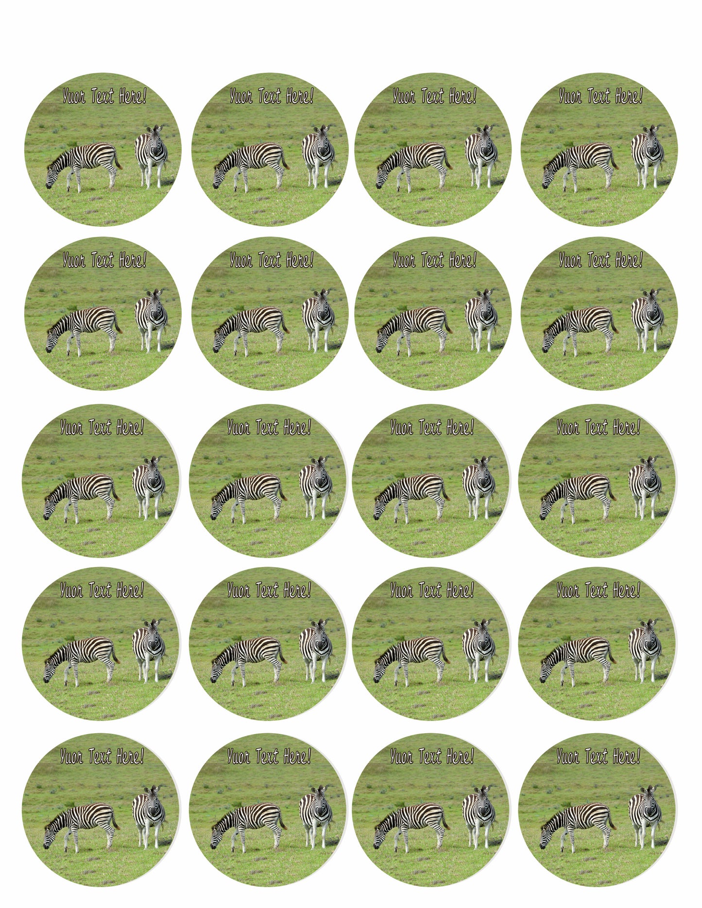 Zebra - Edible Cake Topper, Cupcake Toppers, Strips