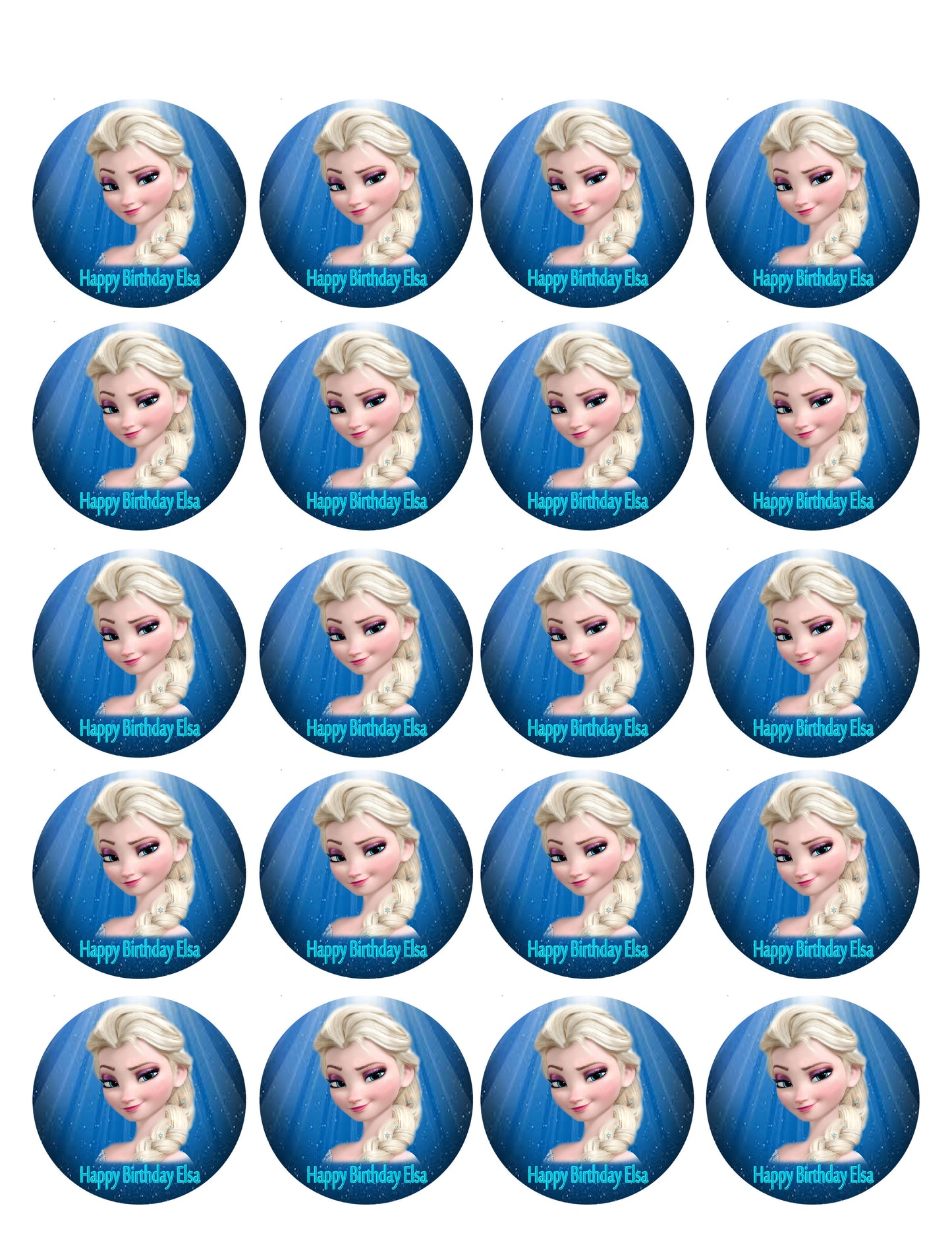 Frozen Elsa Face - Edible Cake Topper OR Cupcake Topper, Decor