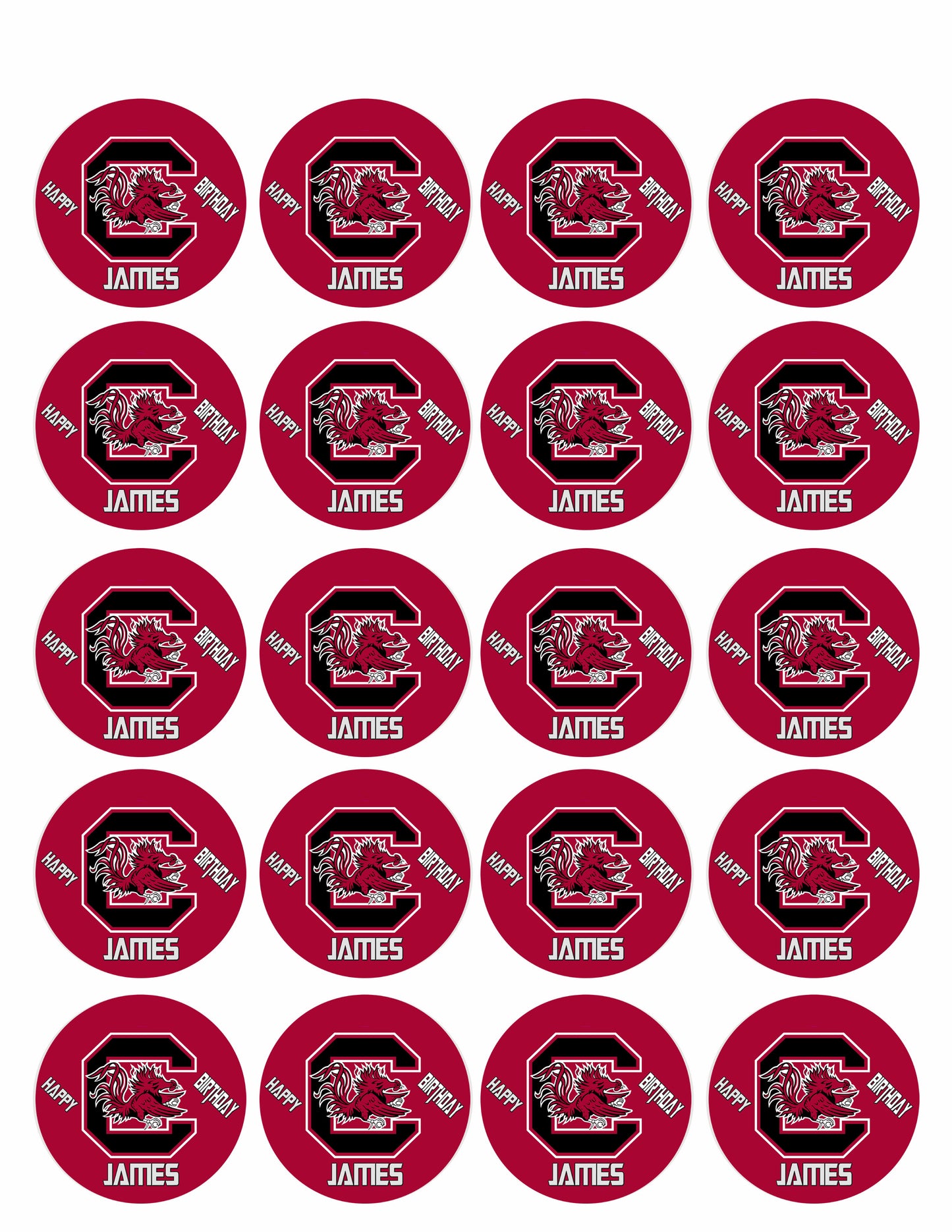 South Carolina Gamecocks - Edible Cake Topper OR Cupcake Topper, Decor