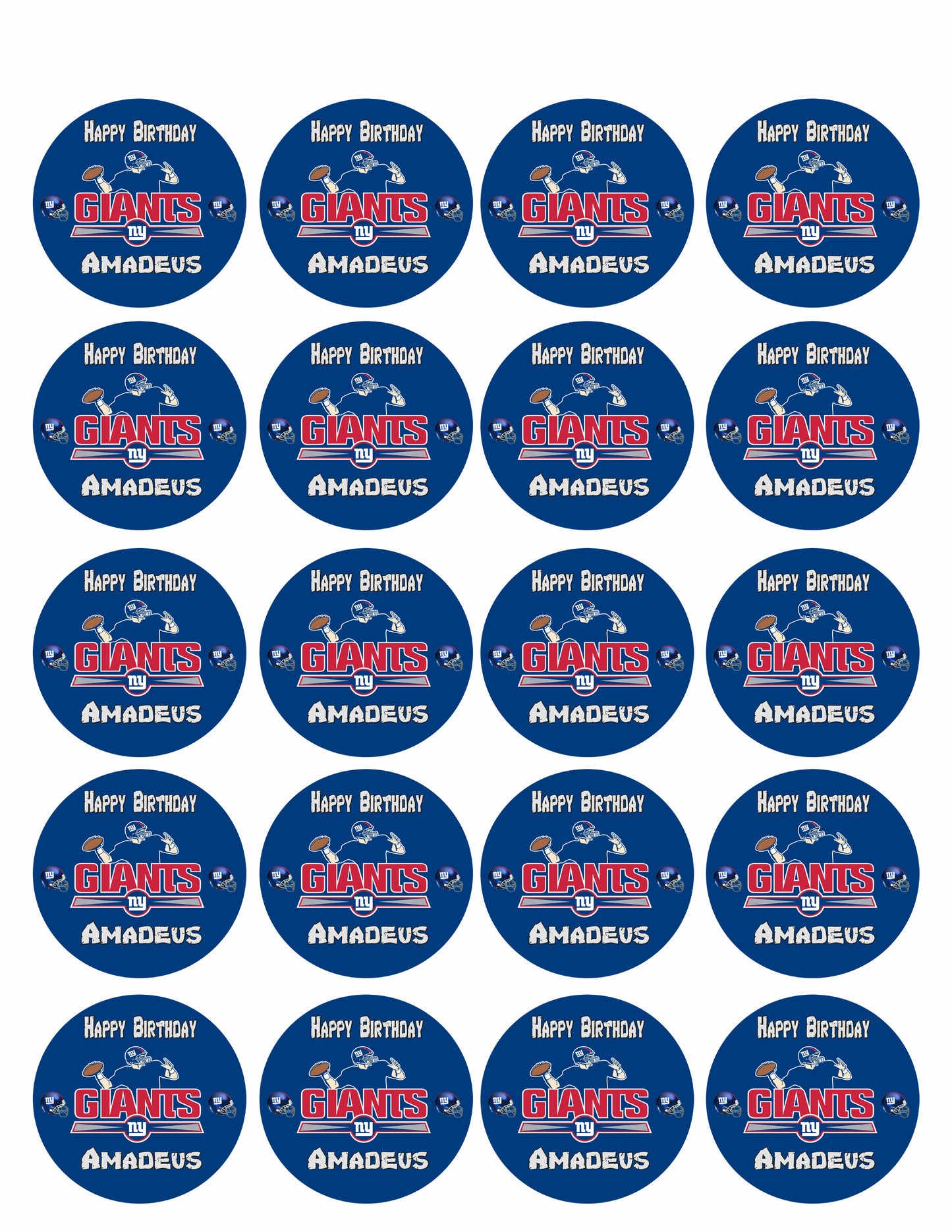 New York Giants - Edible Cake Topper OR Cupcake Topper, Decor
