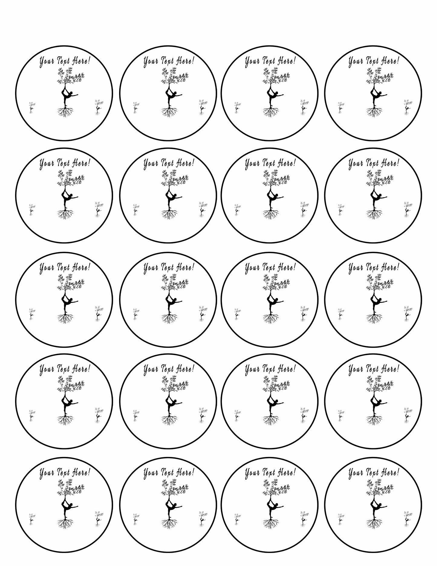 Yoga - Edible Cake Topper, Cupcake Toppers, Strips