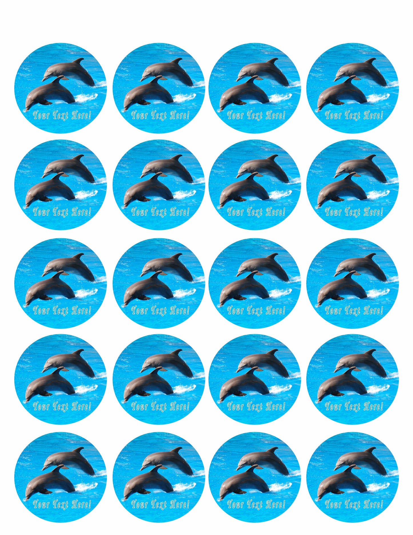 Dolphin Jumping - Edible Cake Topper, Cupcake Toppers, Strips