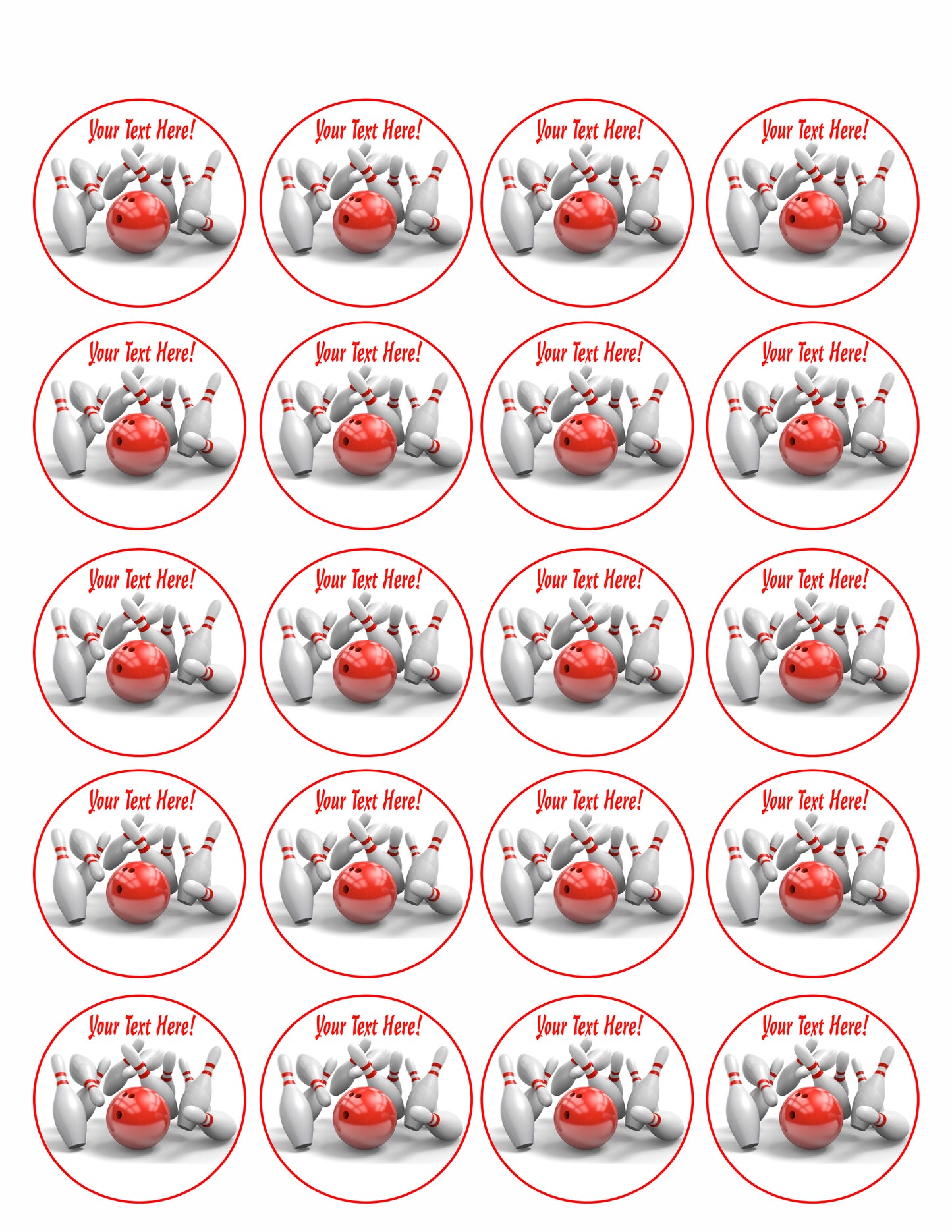 Bowling - Edible Cake Topper, Cupcake Toppers, Strips