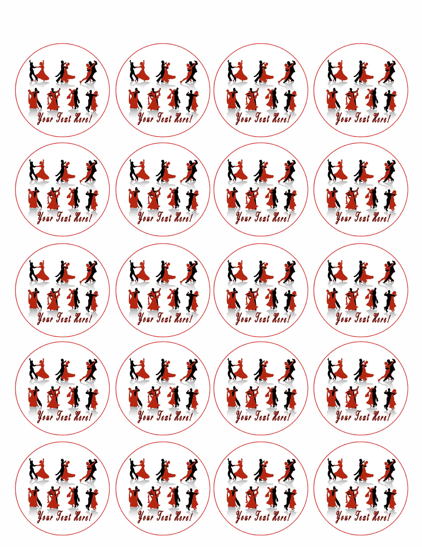 Ballroom Dancers - Edible Cake Topper, Cupcake Toppers, Strips