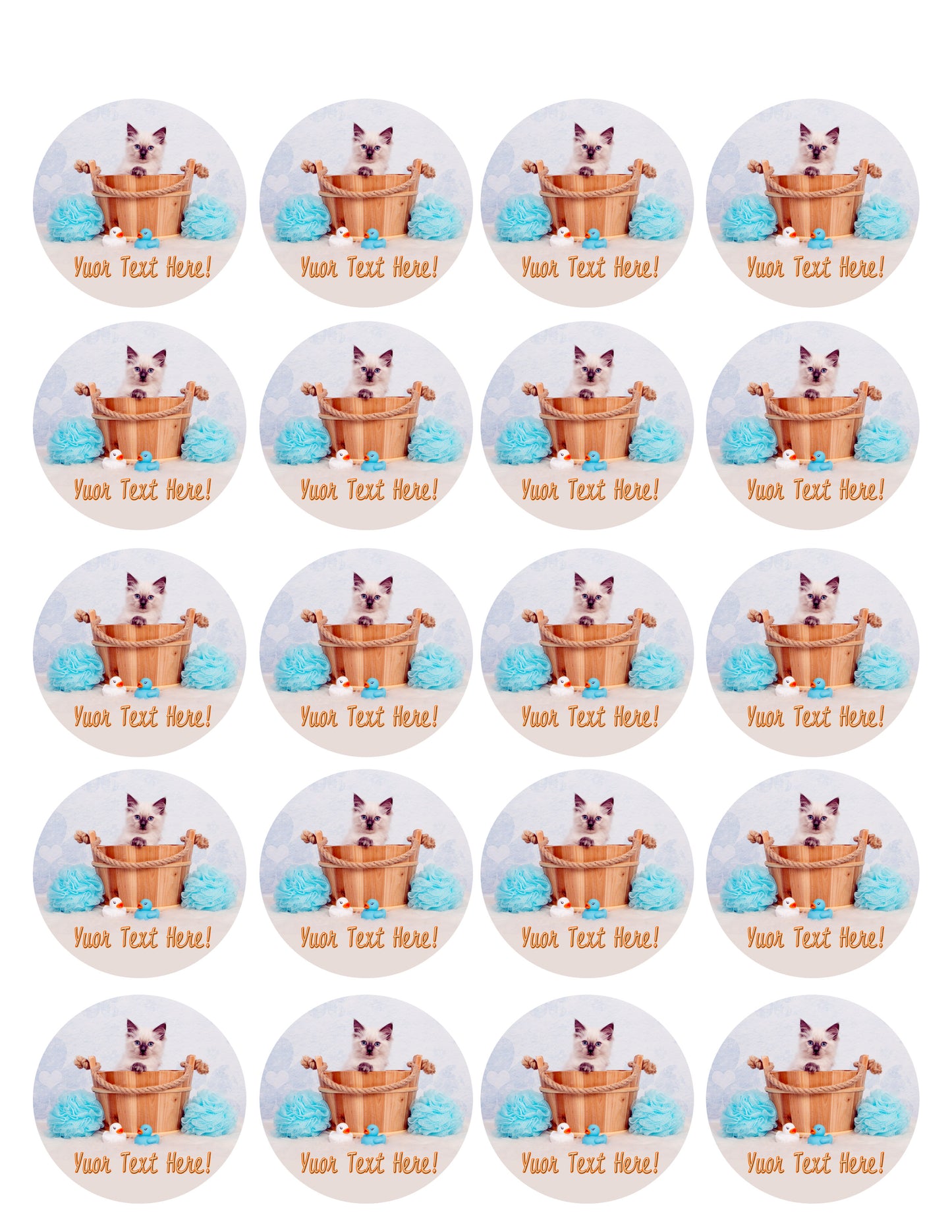 Cute rag doll kitten cat - Edible Cake Topper, Cupcake Toppers, Strips