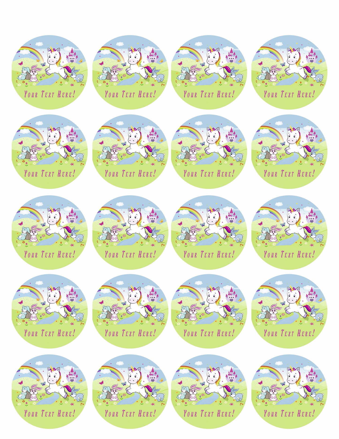 Wonderful Unikorn - Edible Cake Topper, Cupcake Toppers, Strips