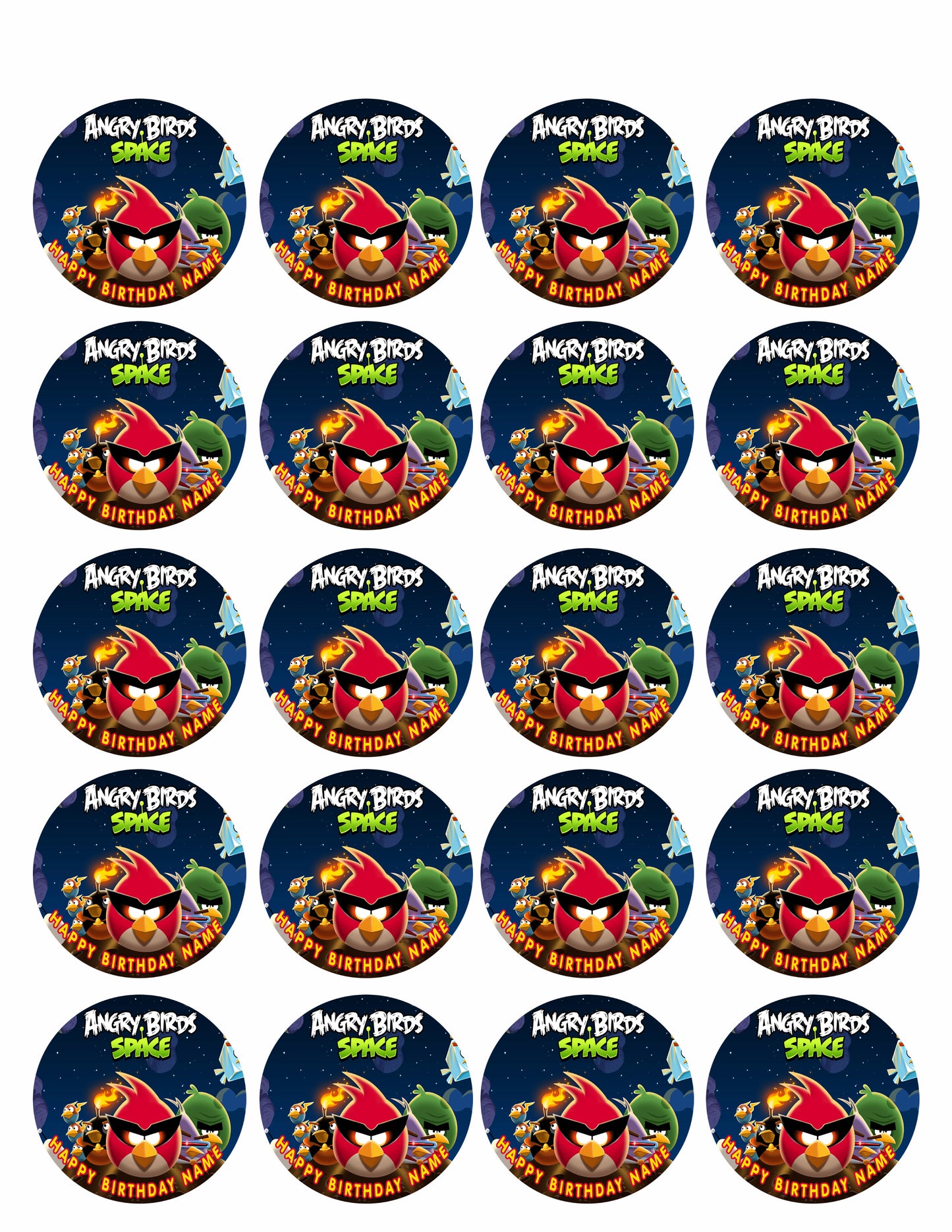 Angry Birds Space - Edible Cake Topper, Cupcake Toppers, Strips