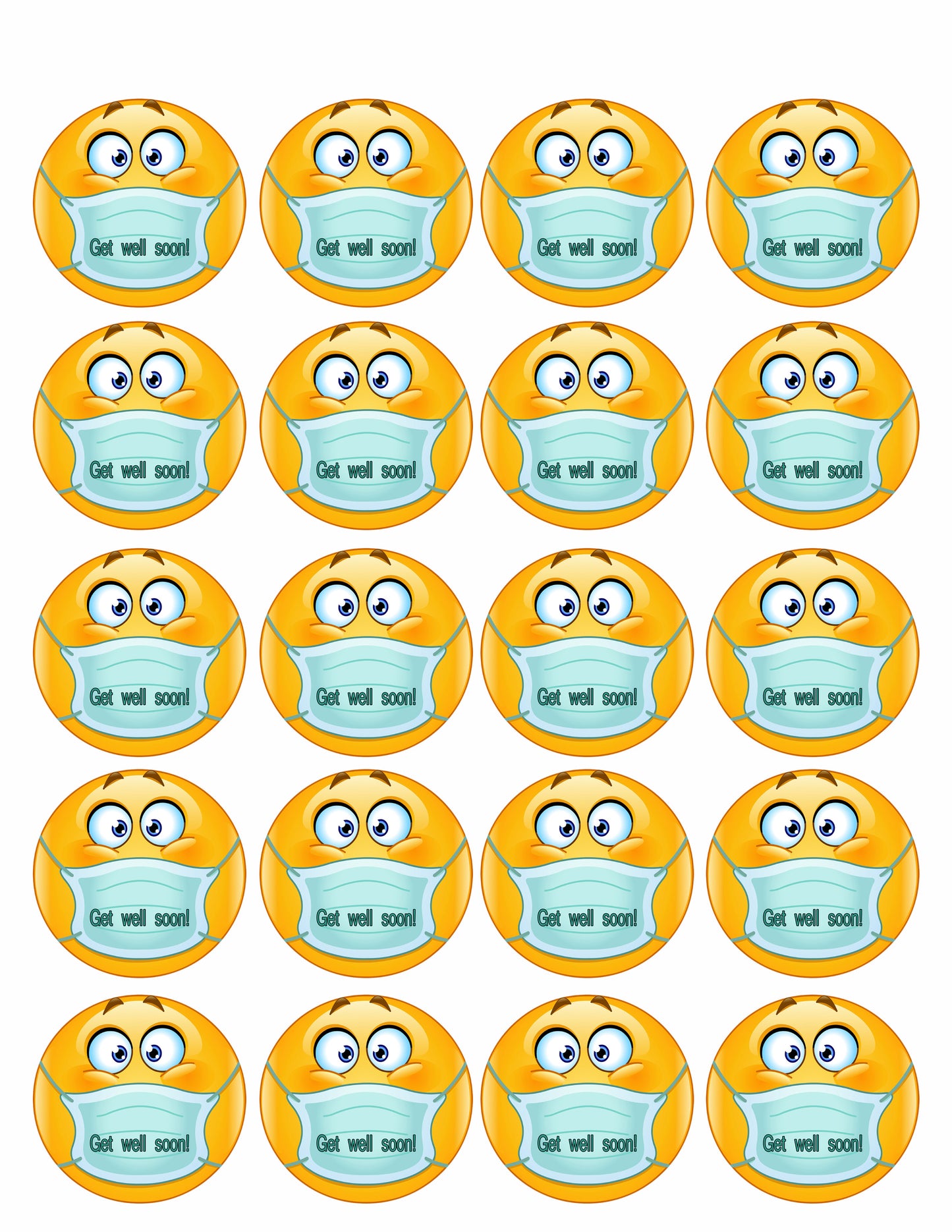 Emoji with Mask - Edible Cake Topper, Cupcake Toppers, Strips