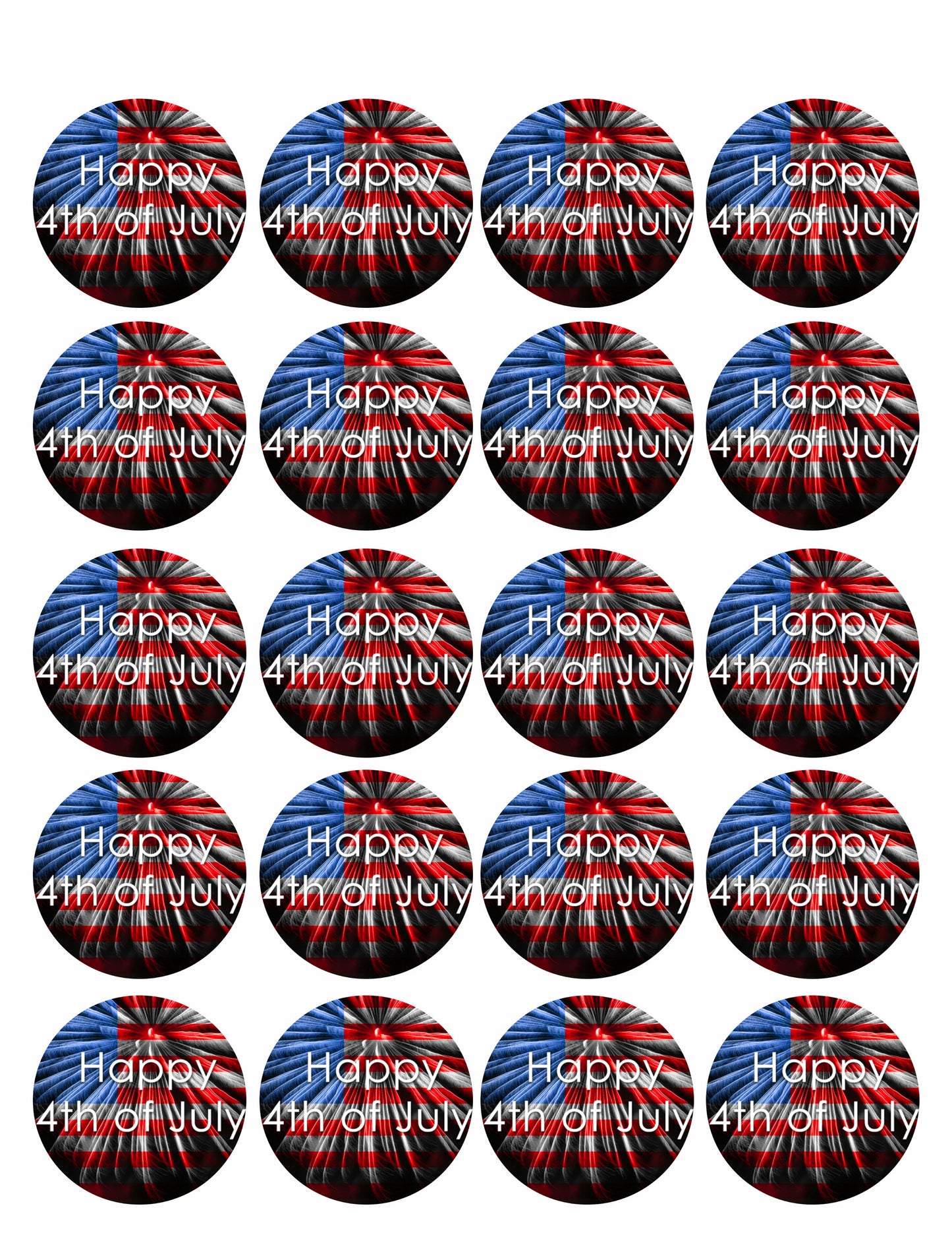 4th of July (Nr3) - Edible Cake Topper, Cupcake Toppers, Strips