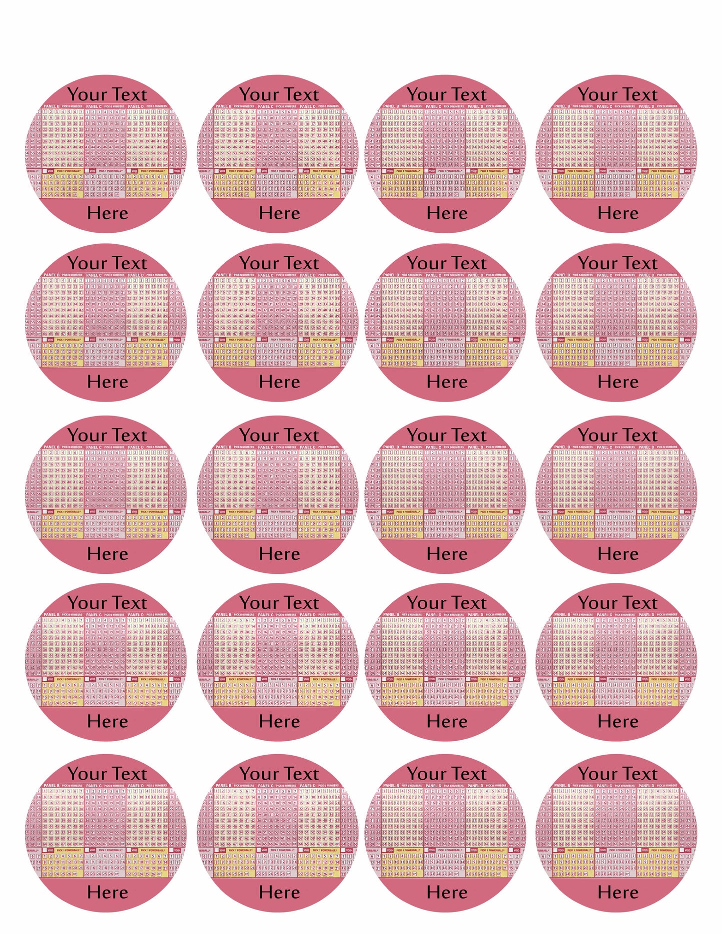 Lotto Powerball - Edible Cake Topper, Cupcake Toppers, Strips