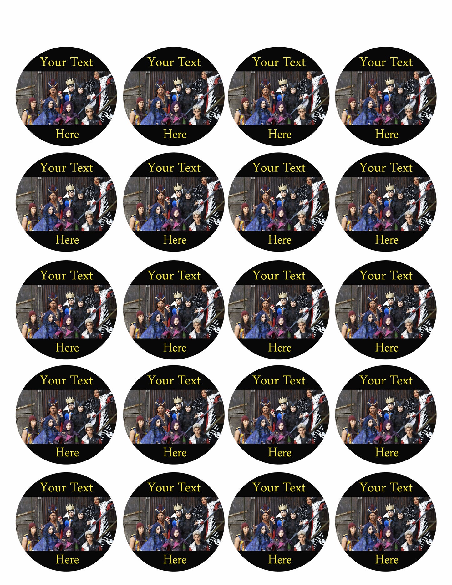 Descendants (Nr3) - Edible Cake Topper, Cupcake Toppers, Strips