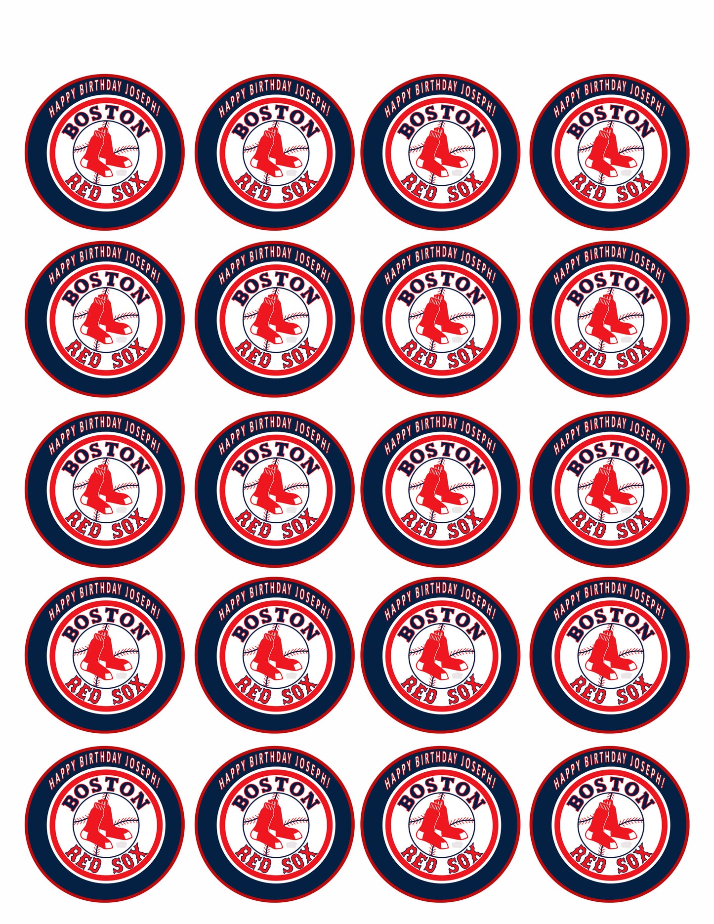Boston Red Sox - Edible Cake Topper, Cupcake Toppers, Strips