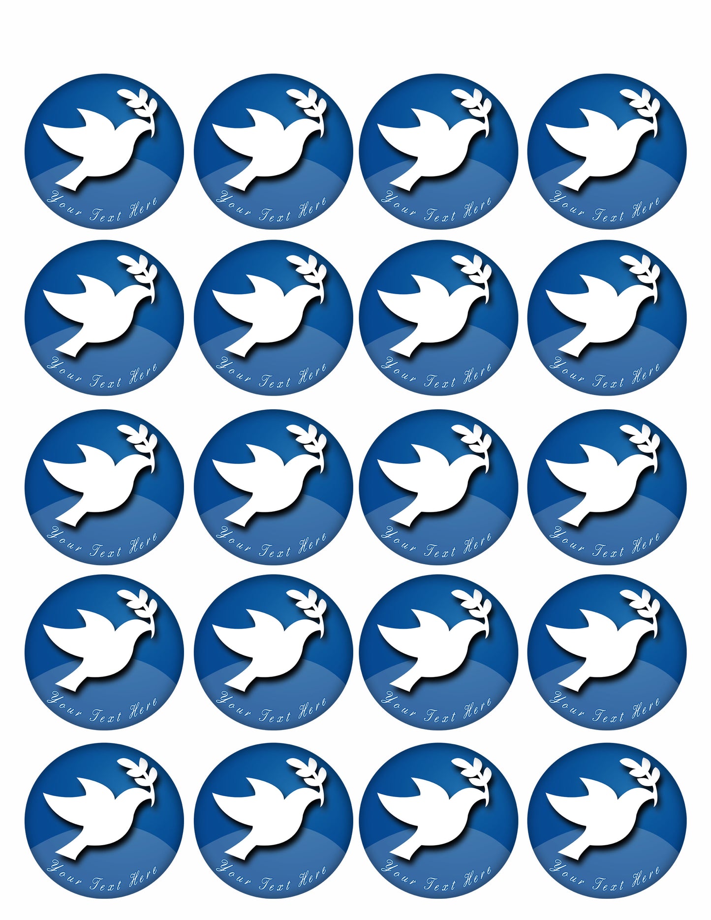 Peace Dove - Edible Cake Topper OR Cupcake Topper, Decor