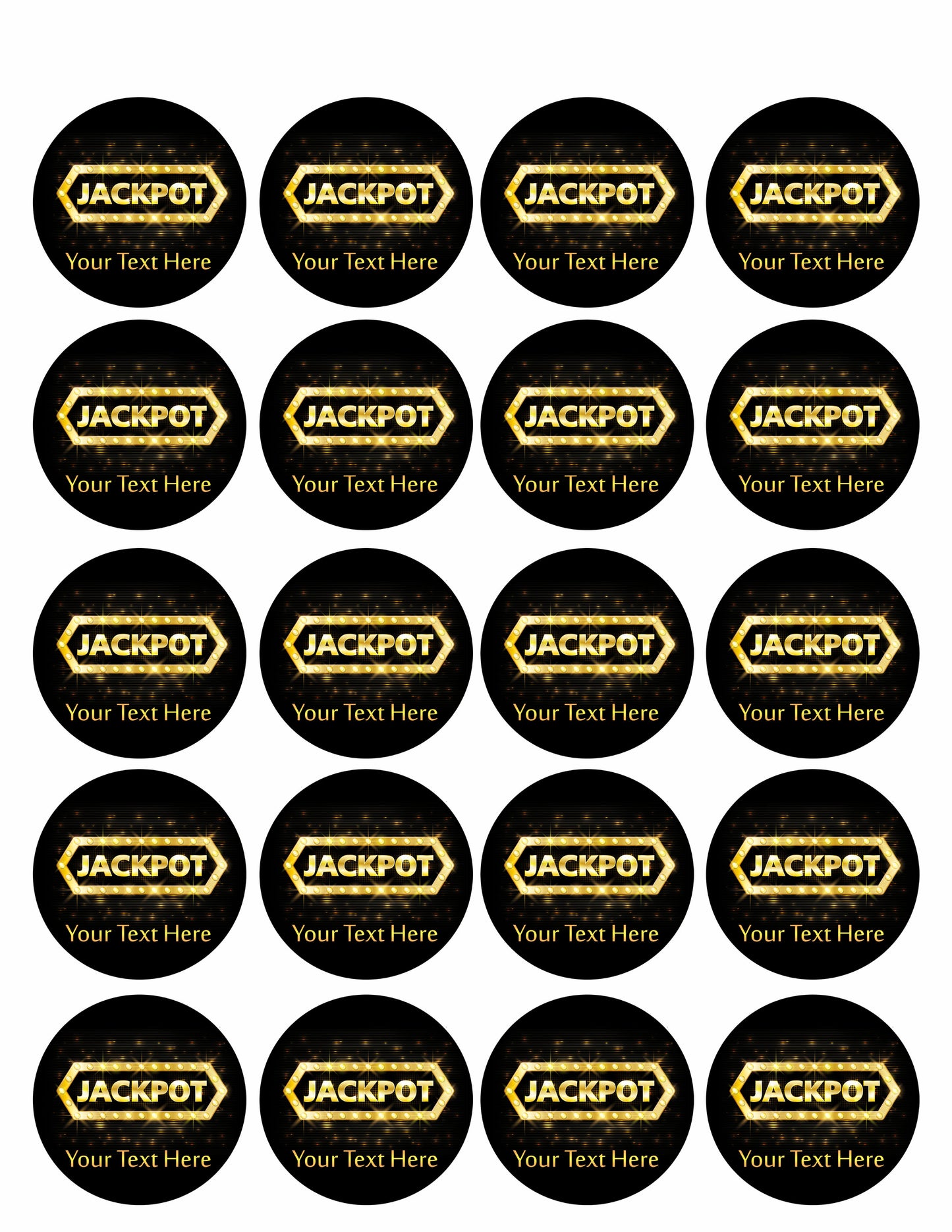Jackpot gold casino lotto label - Edible Cake Topper, Cupcake Toppers, Strips