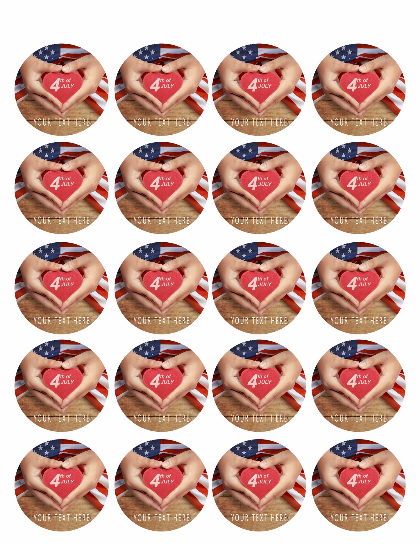 4th of July (Nr5) - Edible Cake Topper, Cupcake Toppers, Strips