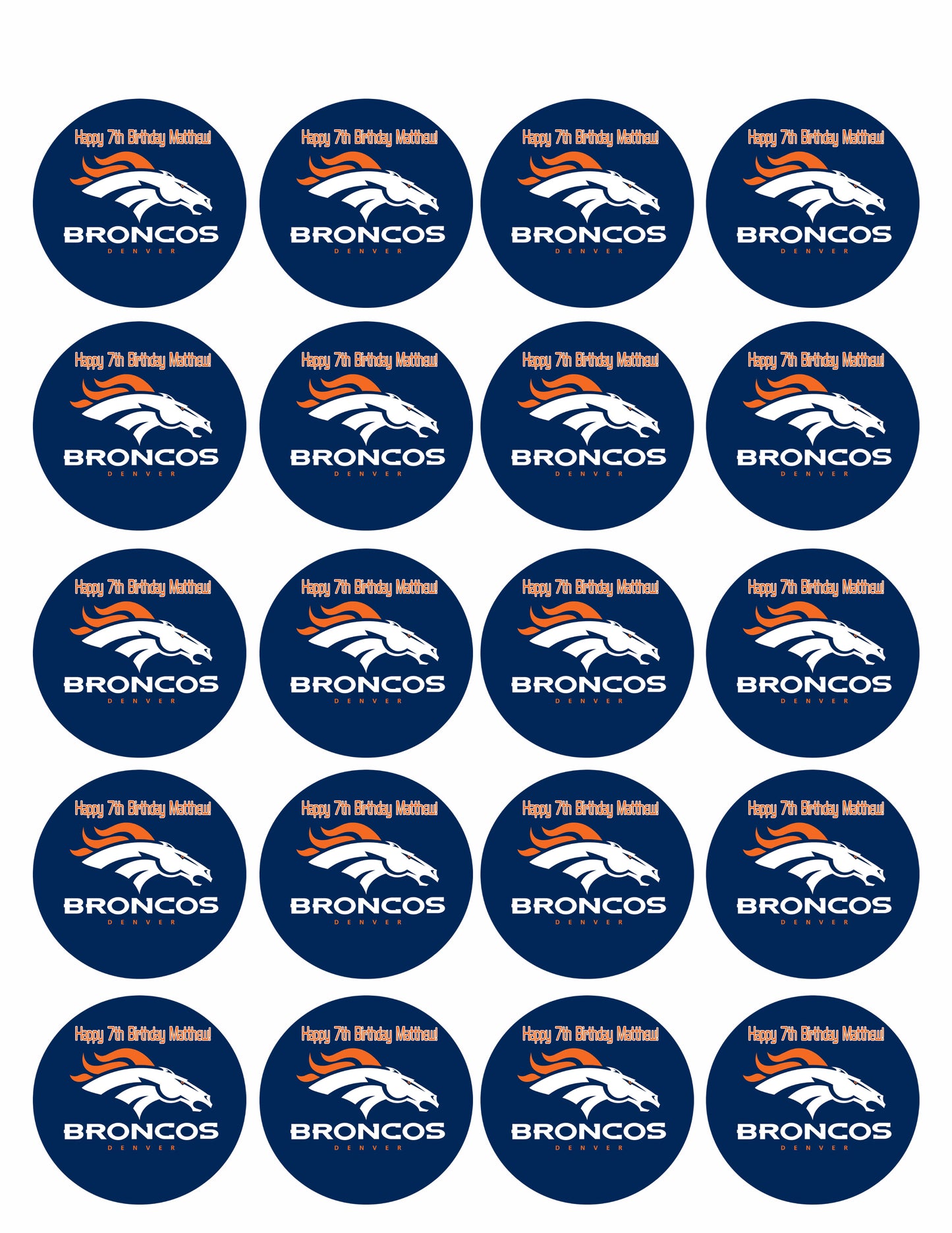 Denver Broncos (Nr2) - Edible Cake Topper, Cupcake Toppers, Strips