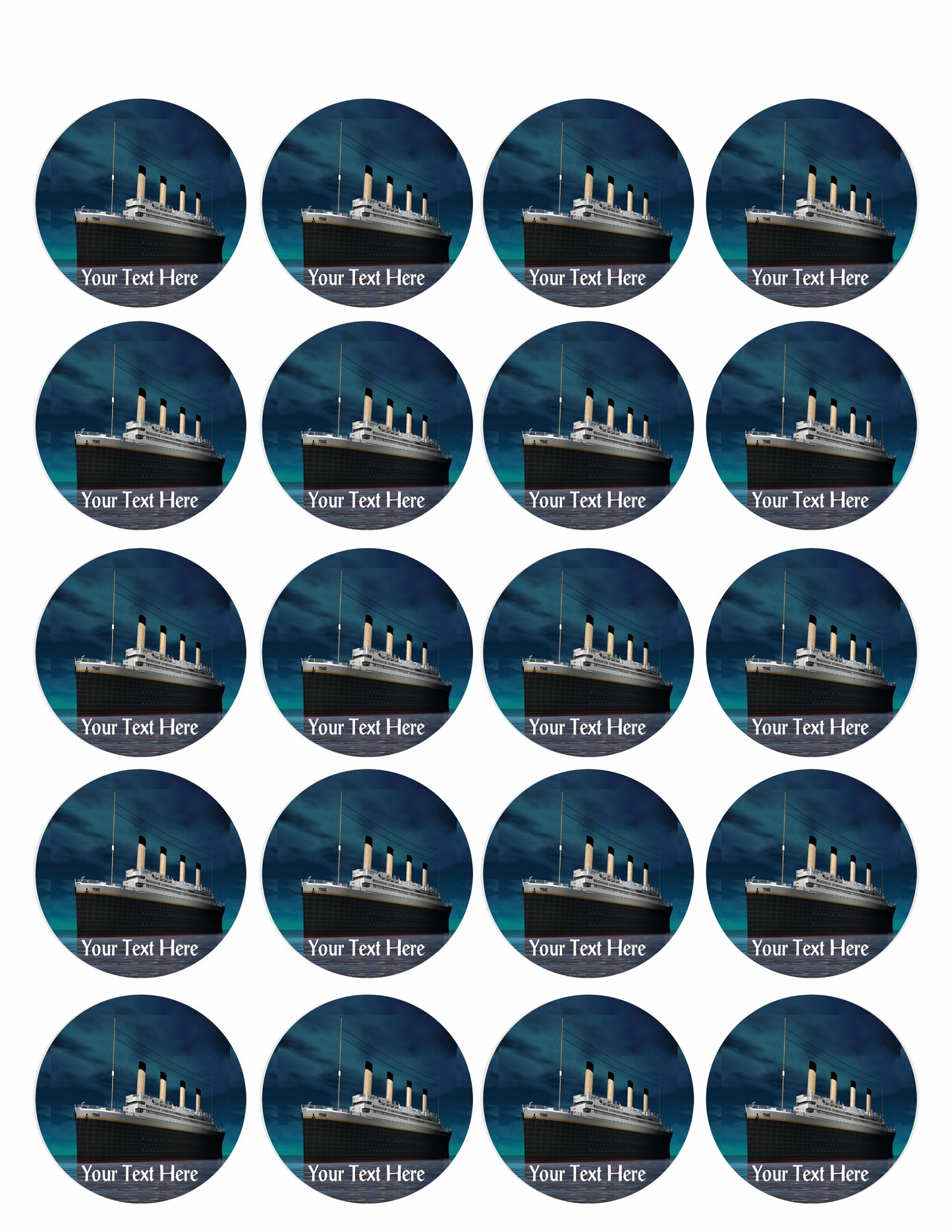 Titanic ship (Nr1) - Edible Cake Topper, Cupcake Toppers, Strips