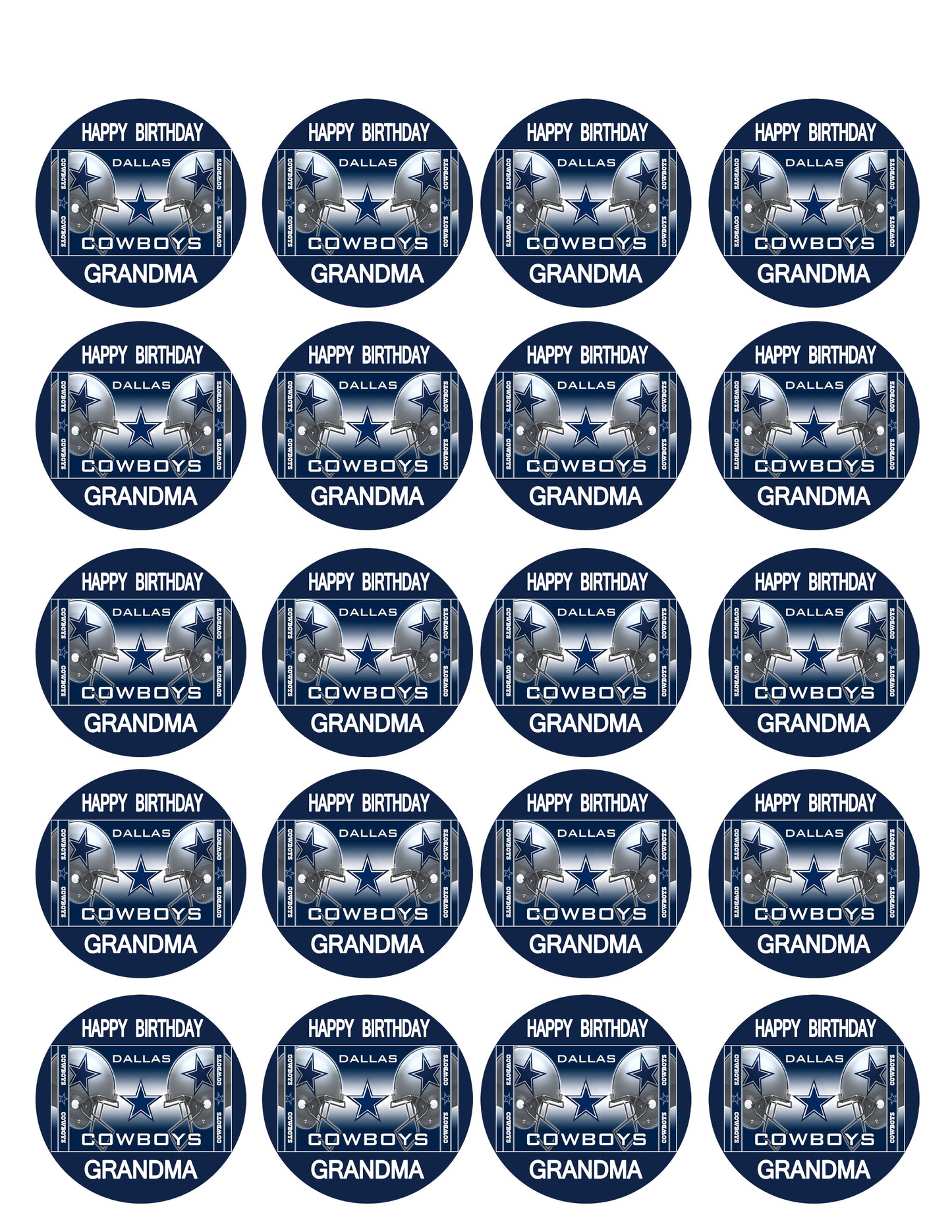 Dallas Cowboys (Nr2) - Edible Cake Topper, Cupcake Toppers, Strips