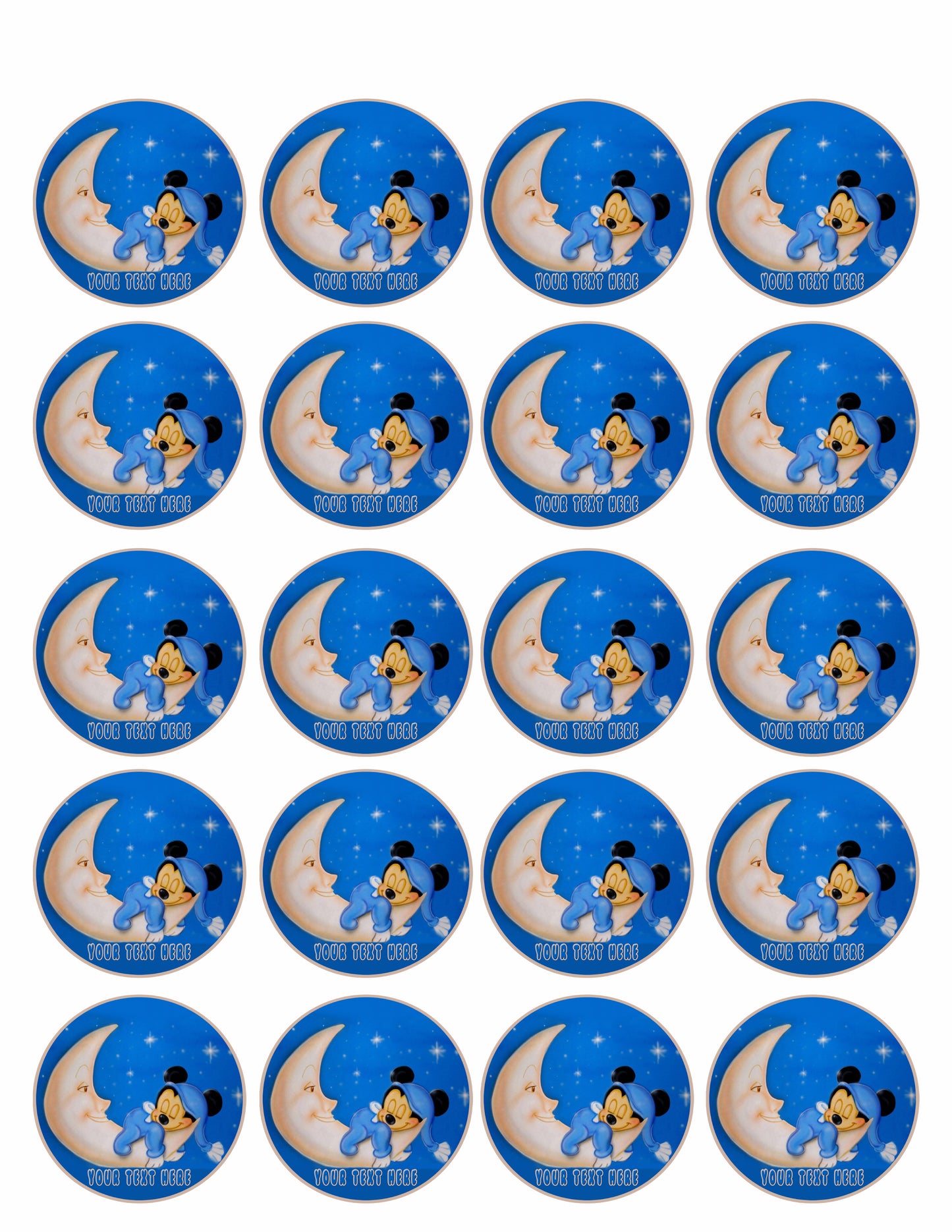 Baby Mickey Sleep Well - Edible Cake Topper, Cupcake Toppers, Strips