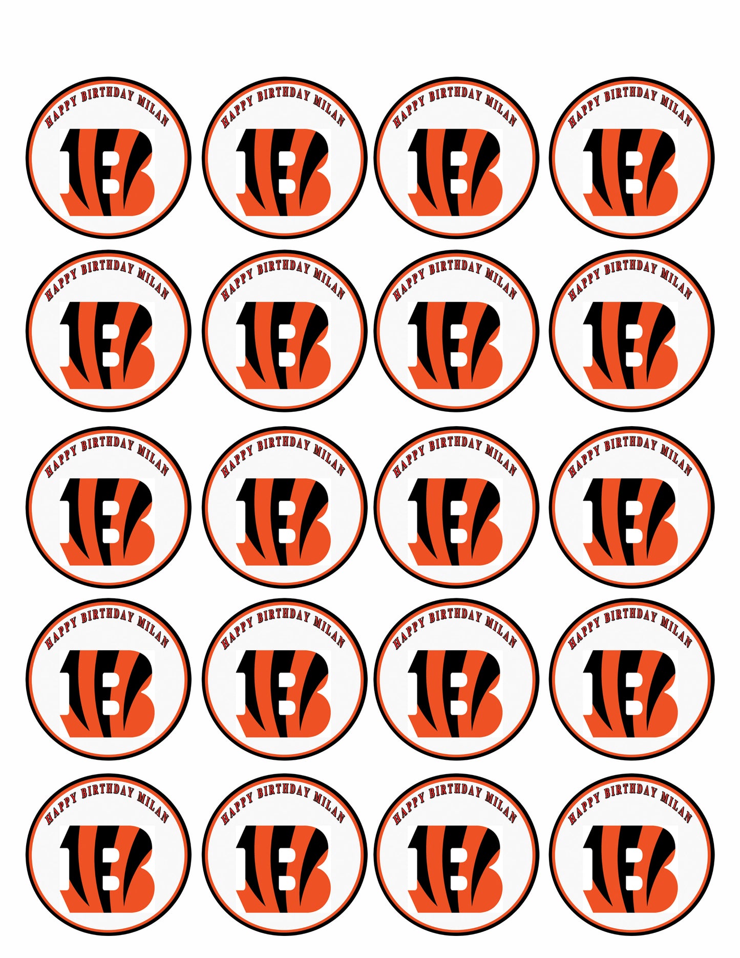 CINCINNATI BENGALS - Edible Cake Topper, Cupcake Toppers, Strips