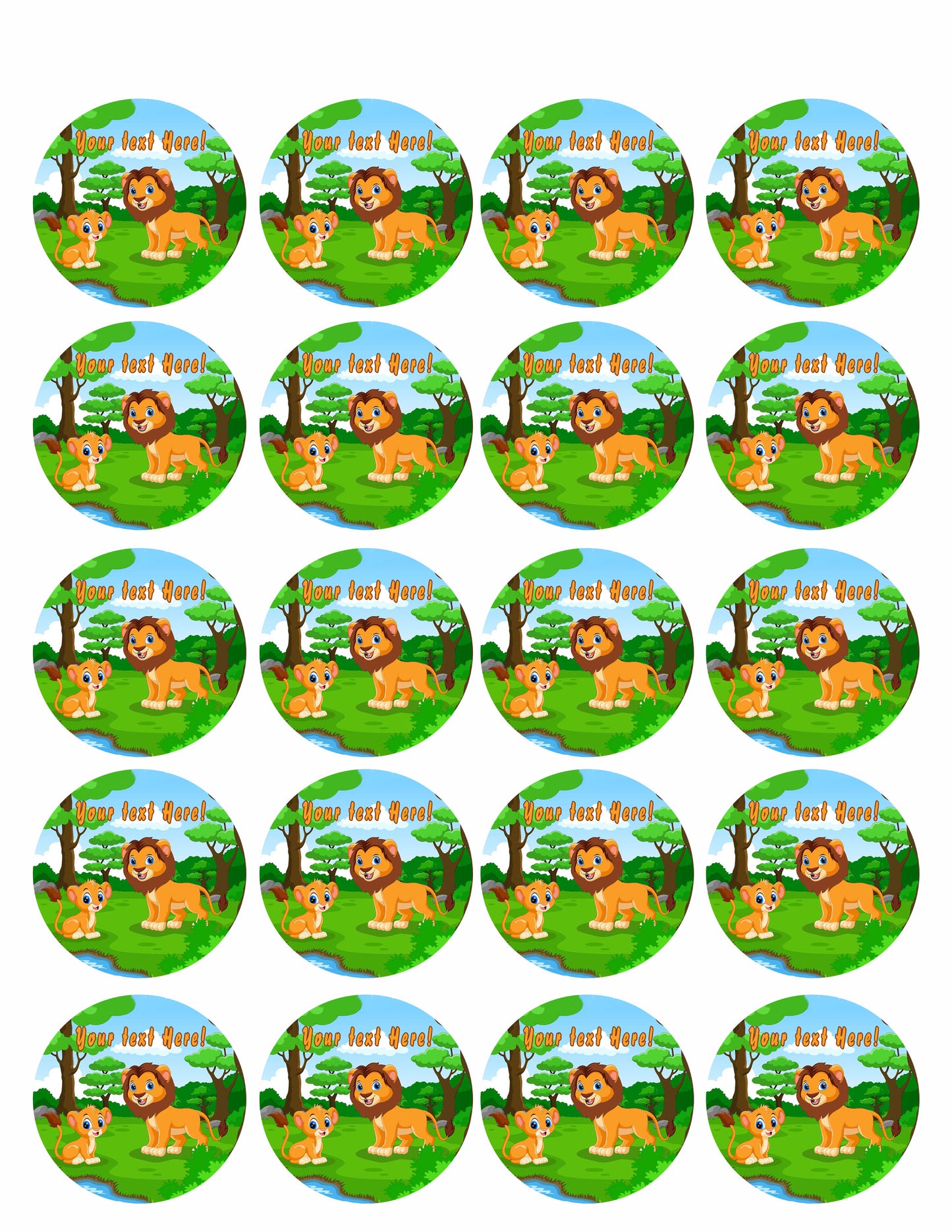 Baby Lion - Edible Cake Topper, Cupcake Toppers, Strips