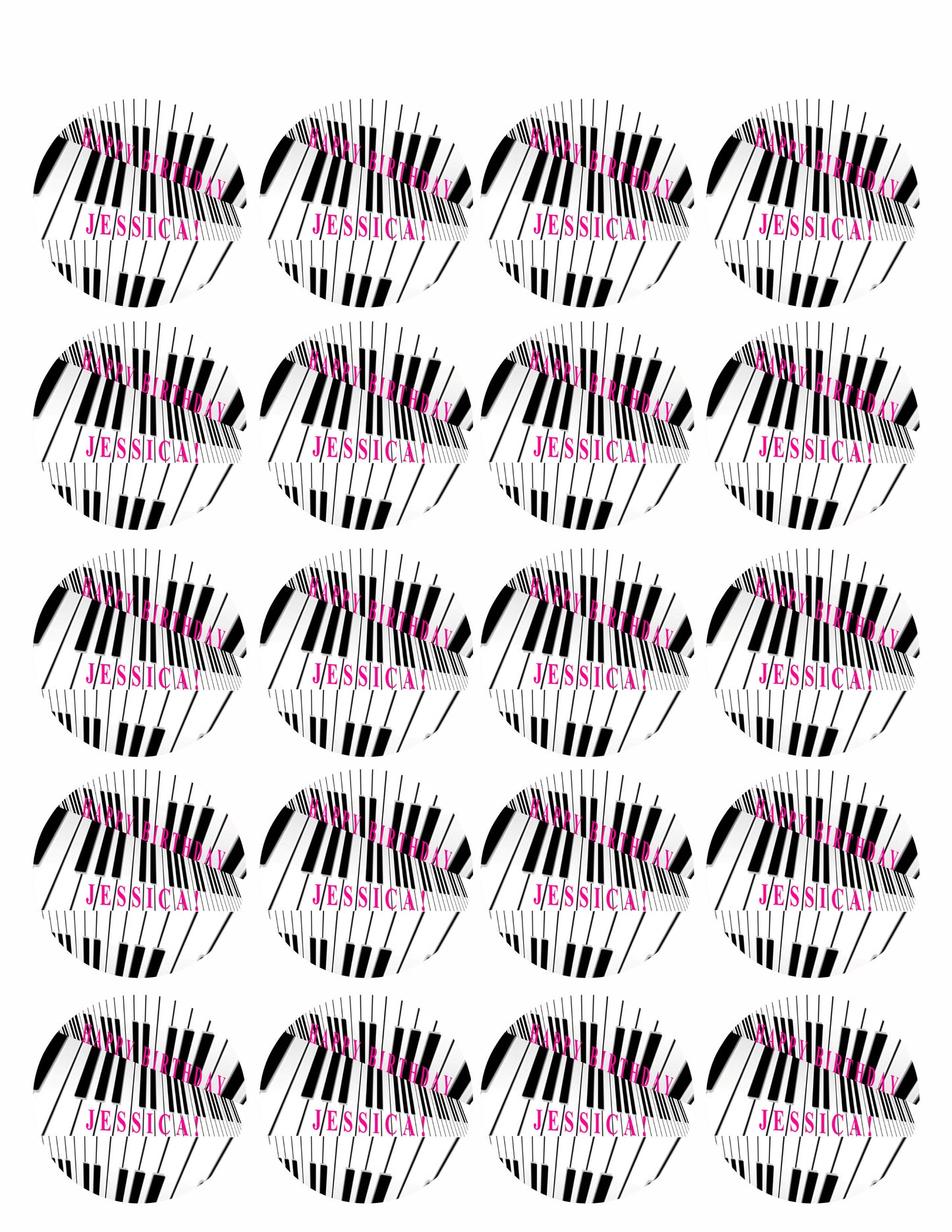 Piano Keys - Edible Cake Topper OR Cupcake Topper, Decor
