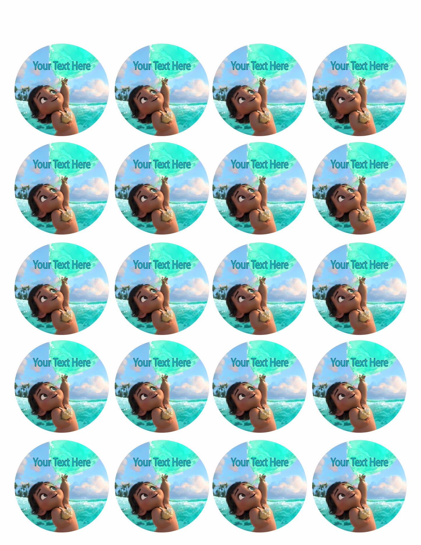 Baby Moana - Edible Cake Topper OR Cupcake Topper, Decor